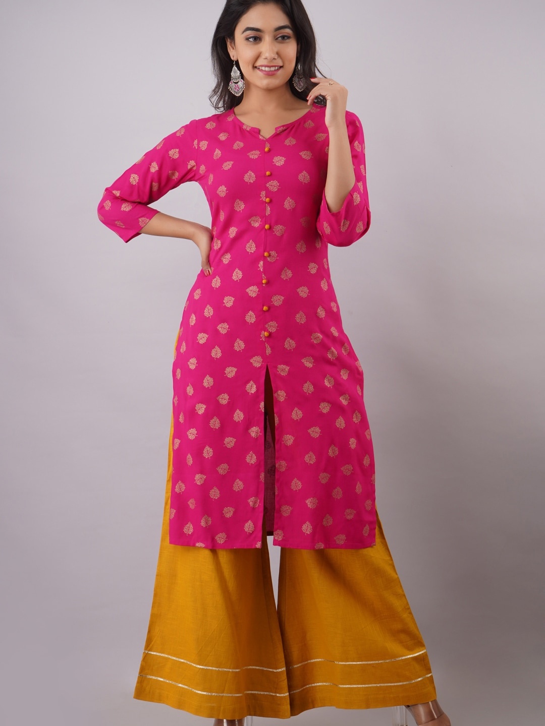 

KALINI Ethnic Motifs Printed Kurta, Pink