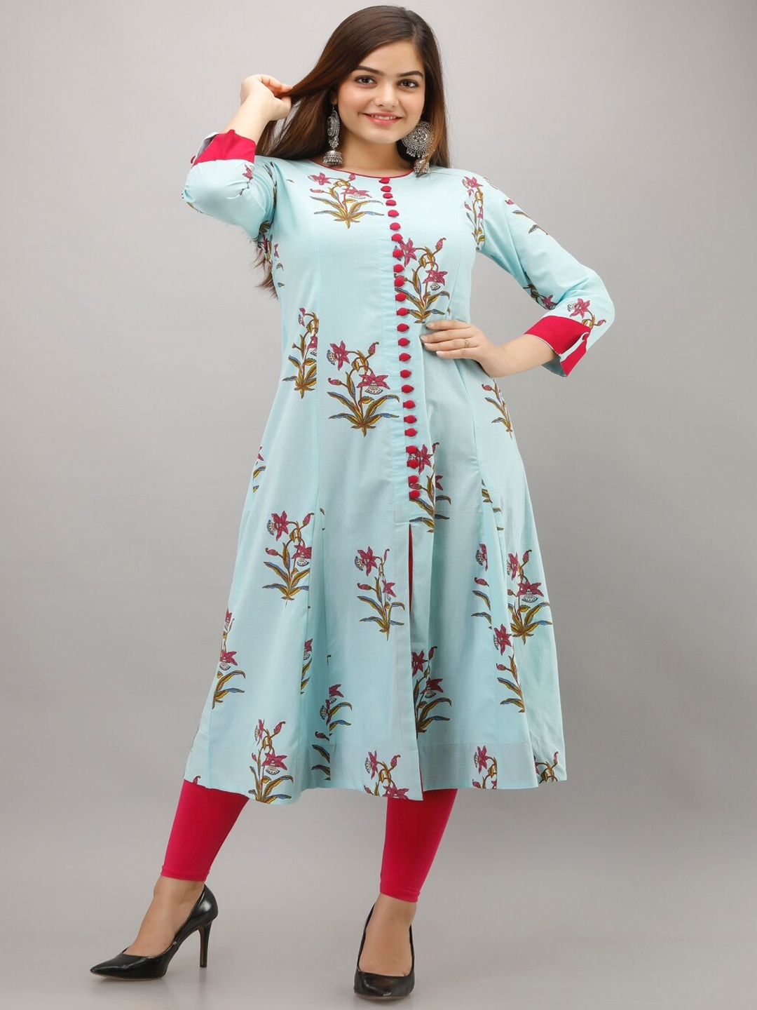 

KALINI Floral Printed Anarkali Kurta, Blue