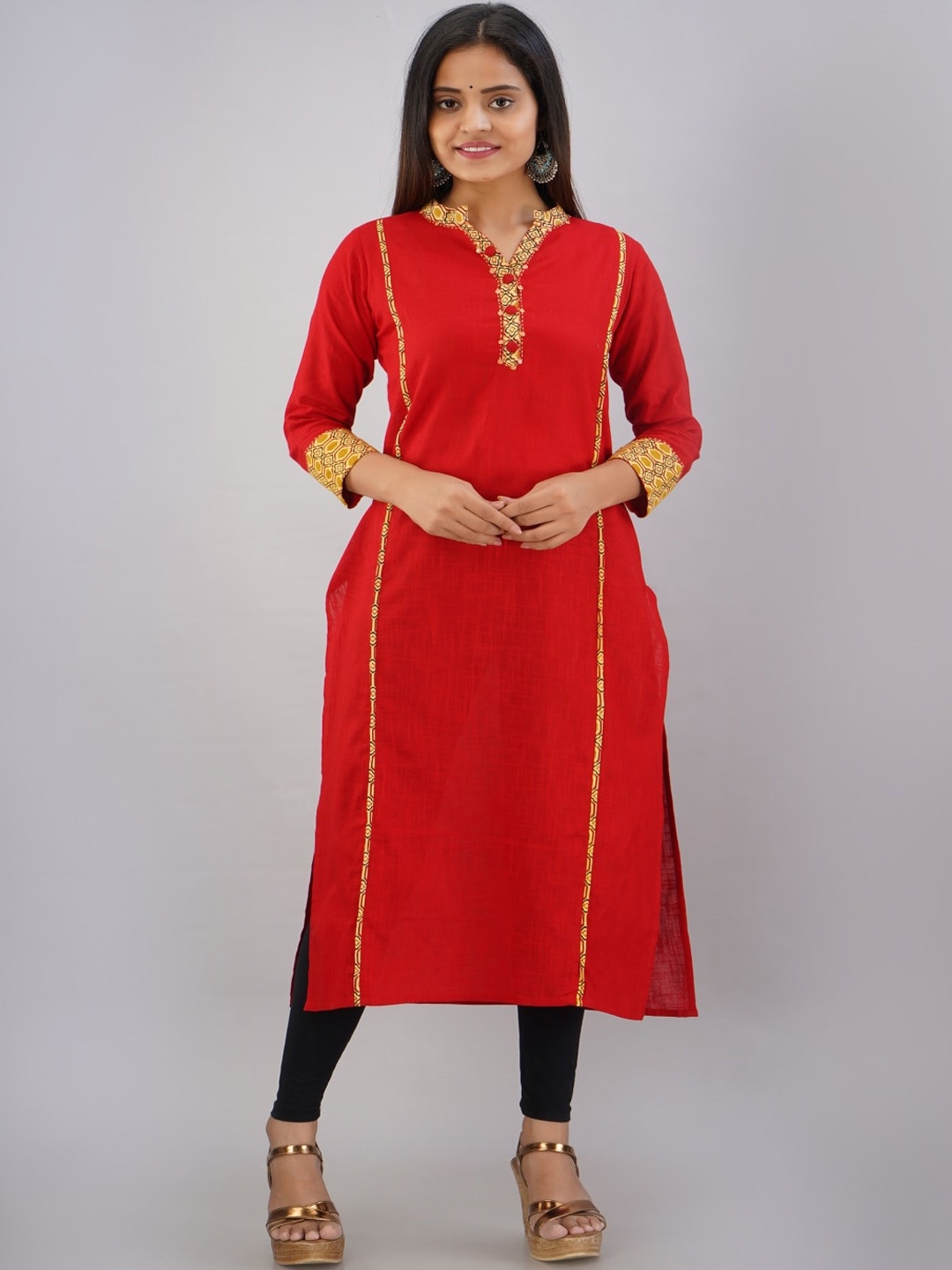 

KALINI Pure Cotton Kurta, Red