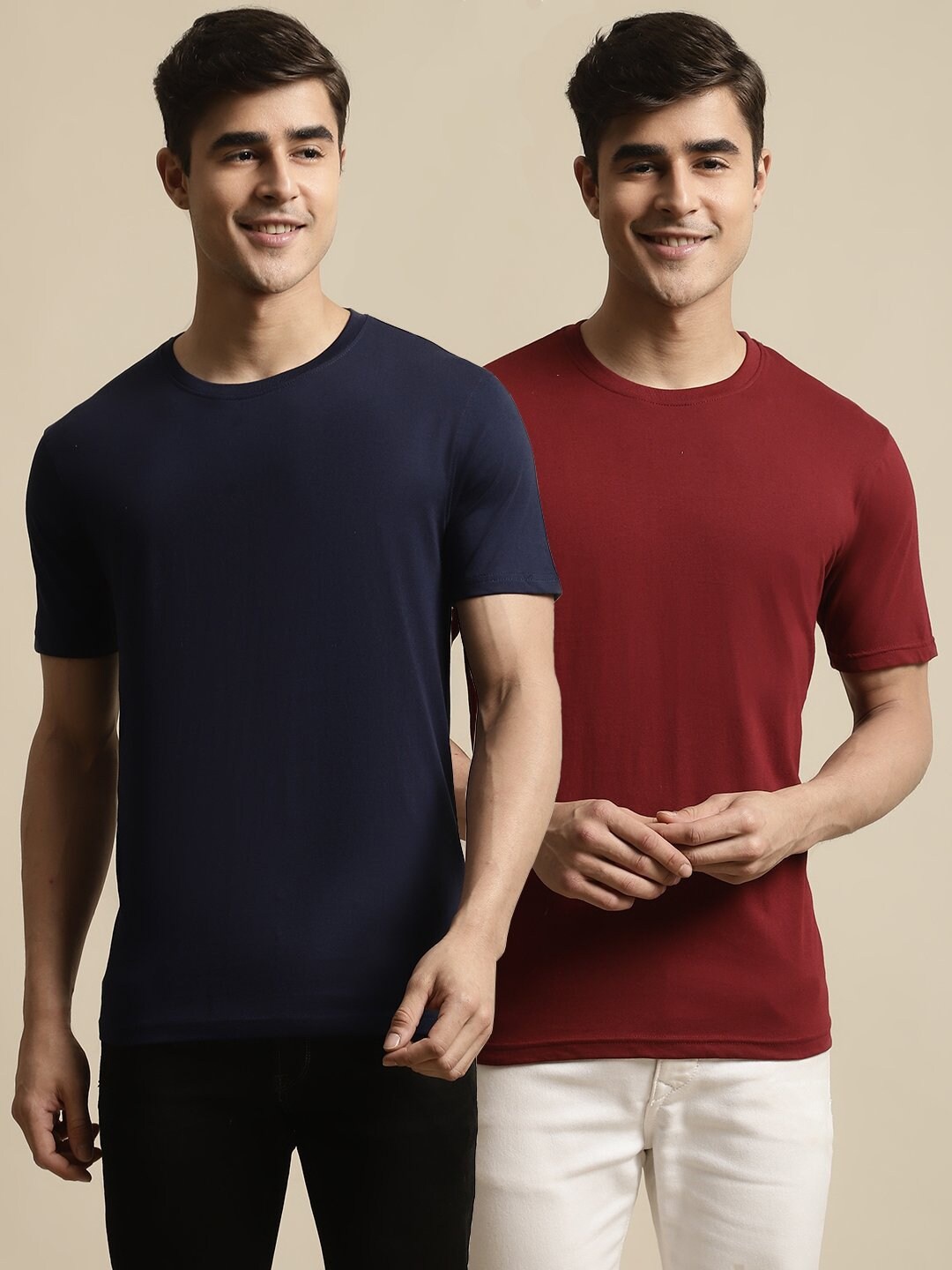

borse lele Pack Of 2 Pure Cotton T-shirt, Navy blue