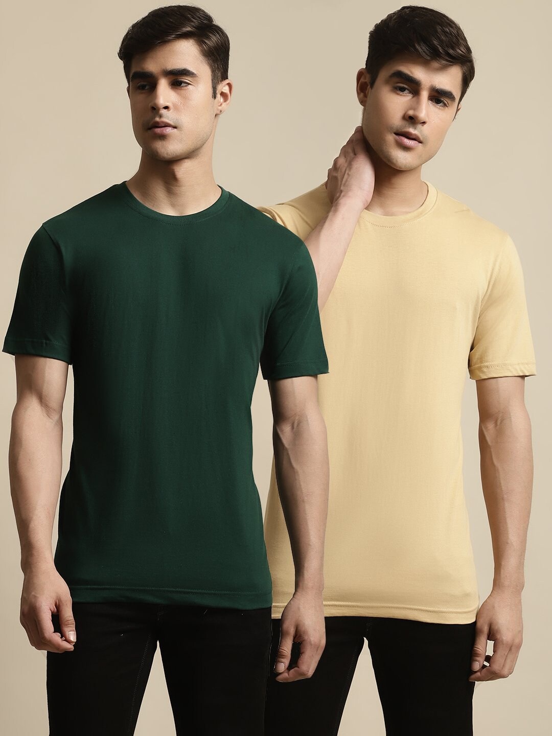 

borse lele Pack Of 2 Pure Cotton T-shirt, Green