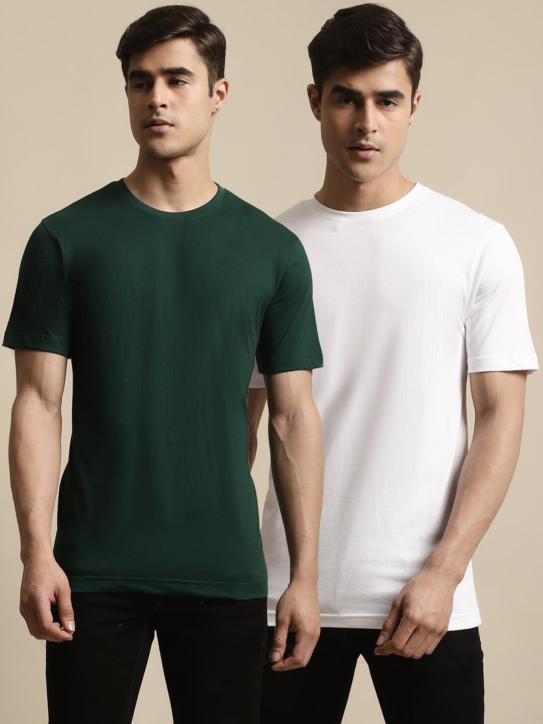 

borse lele Pack Of 2 Pure Cotton T-shirt, Green
