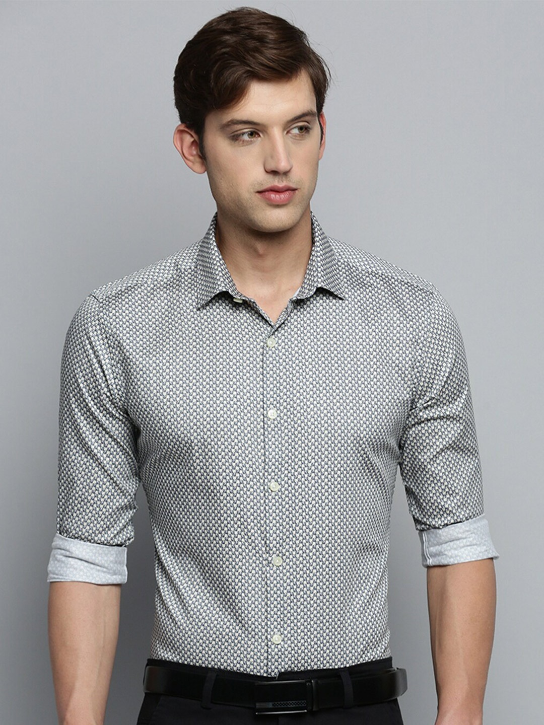 

SHOWOFF Men Classic Printed Formal Cotton Shirt, Cream