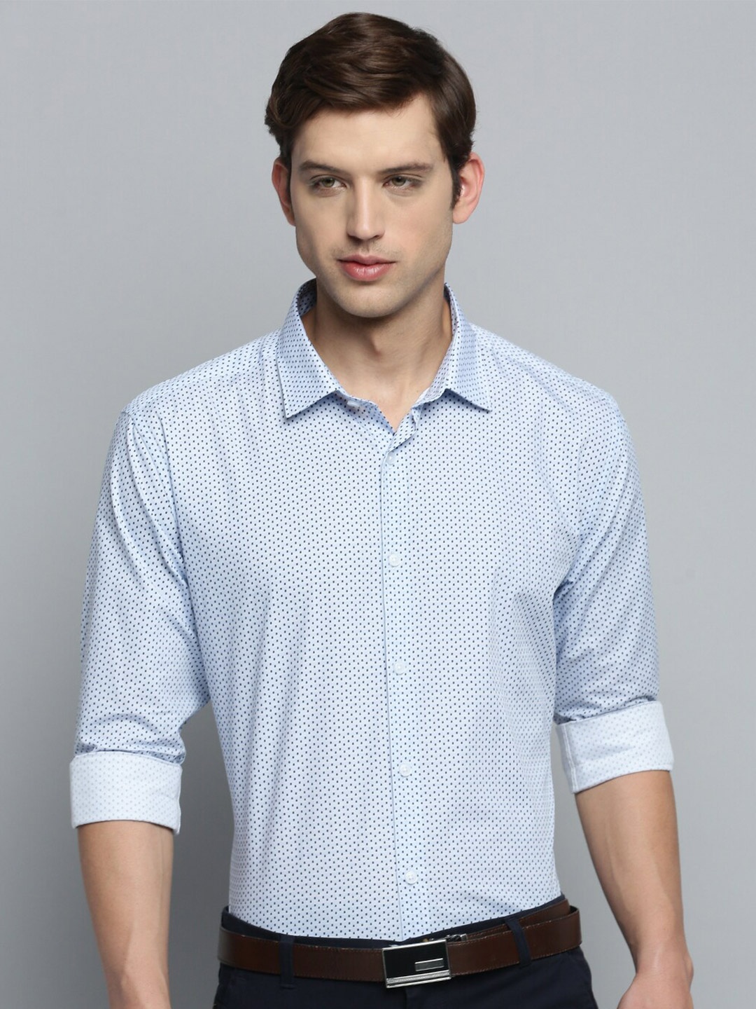 

SHOWOFF Men Classic Printed Formal Cotton Shirt, Blue