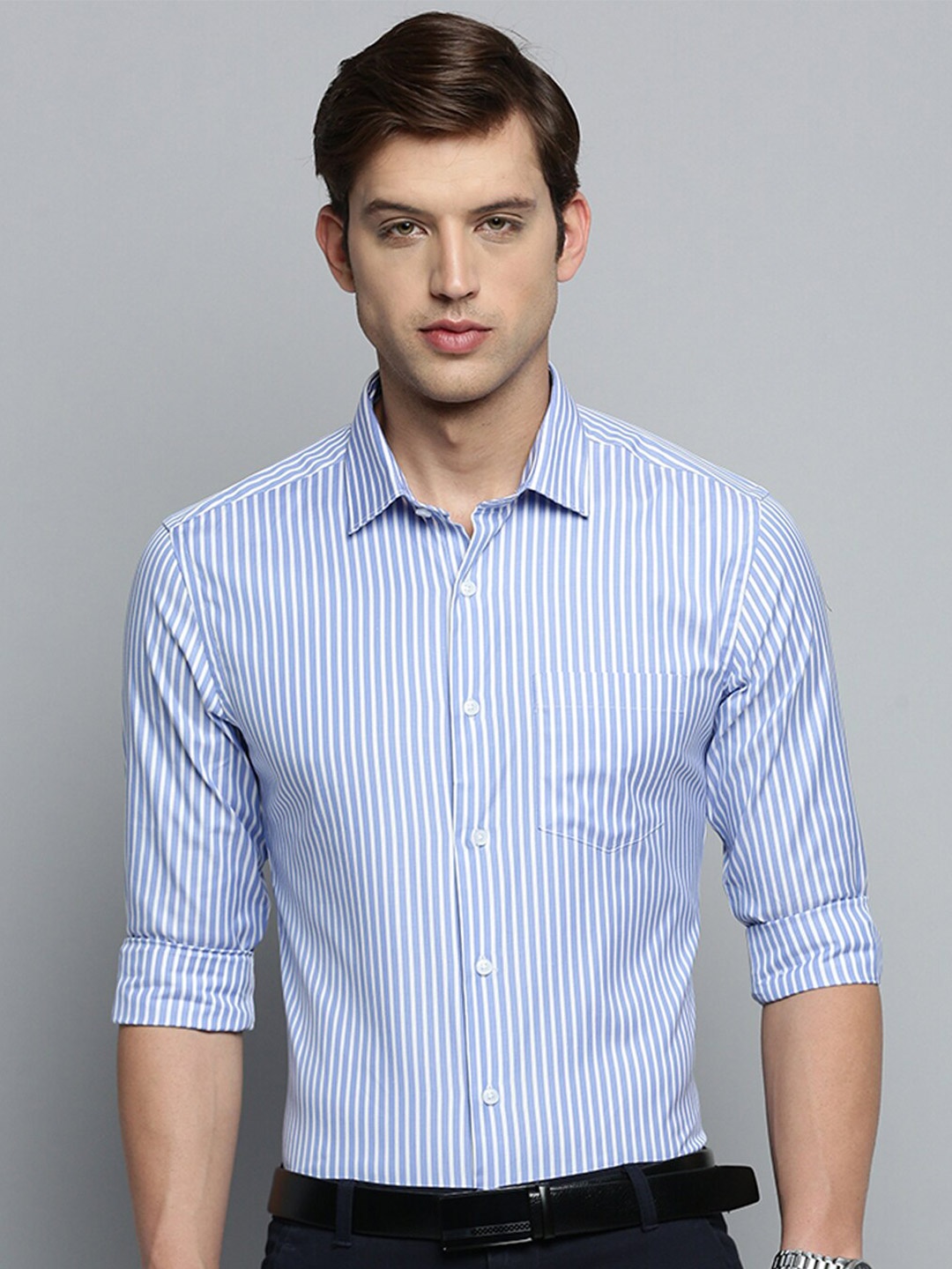 

SHOWOFF Smart Bengal Stripes Cotton Formal Shirt, Blue