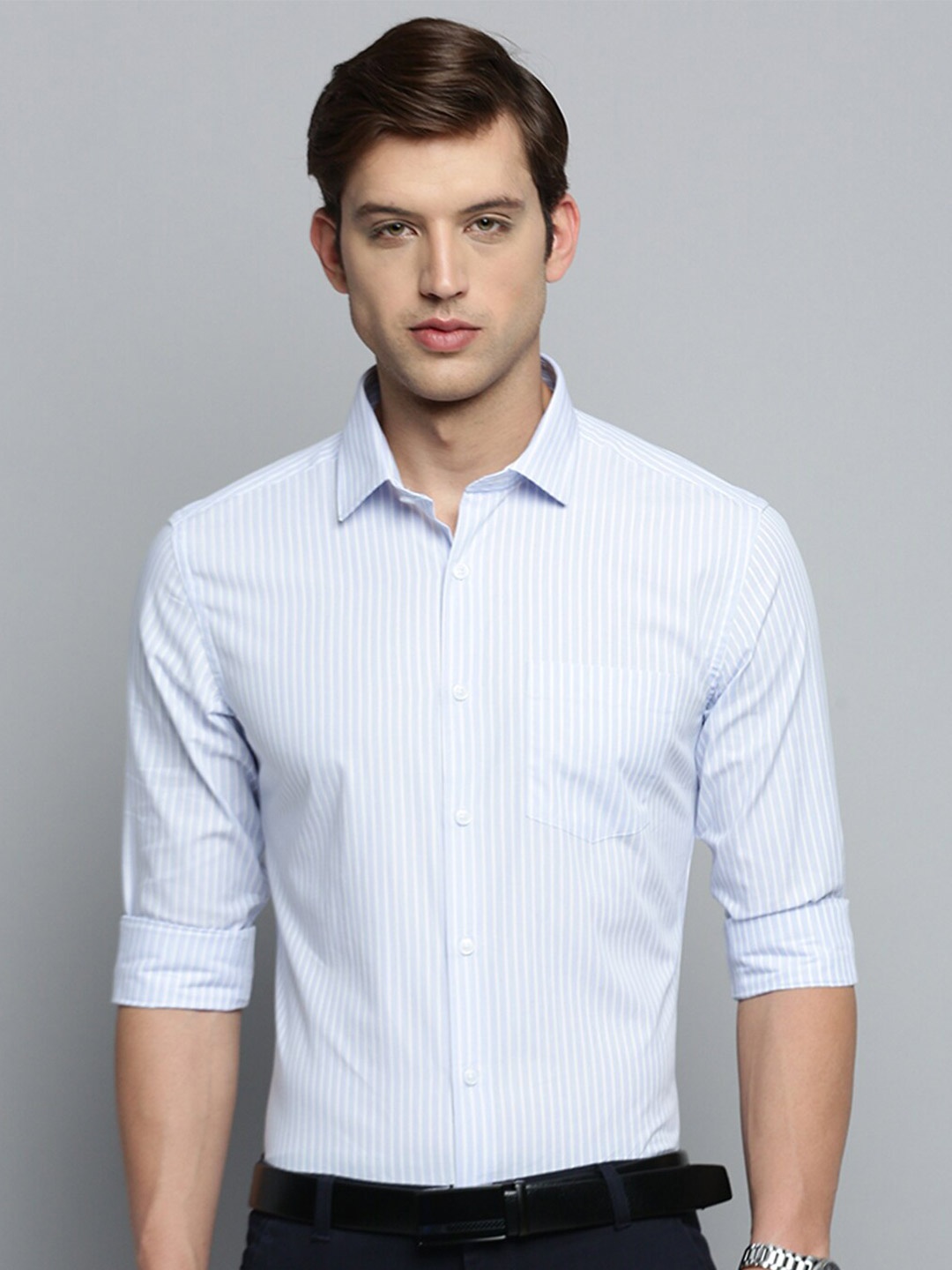 

SHOWOFF Smart Striped Cotton Formal Shirt, Blue