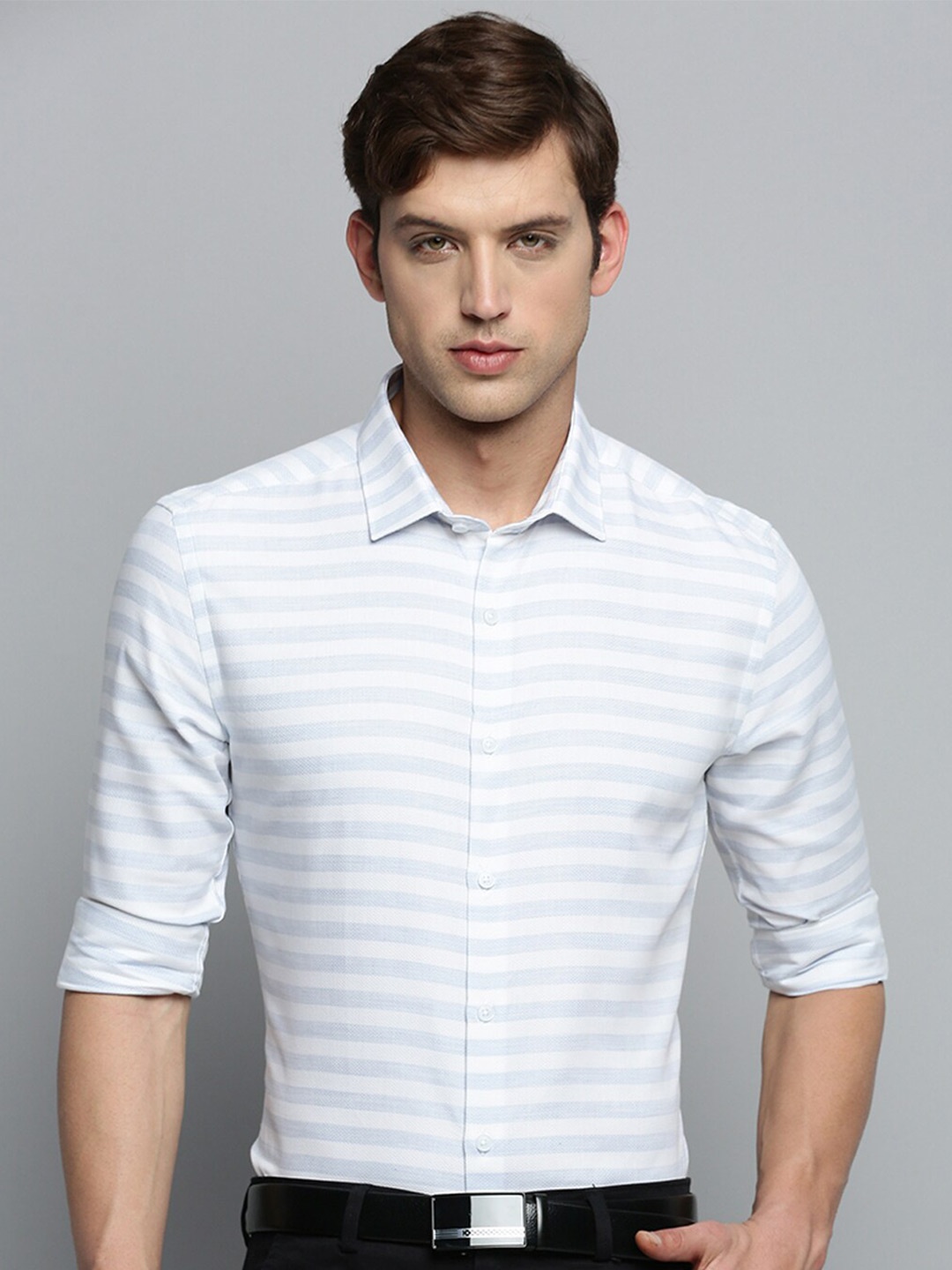 

SHOWOFF Classic Horizontal Stripes Cotton Formal Shirt, Off white