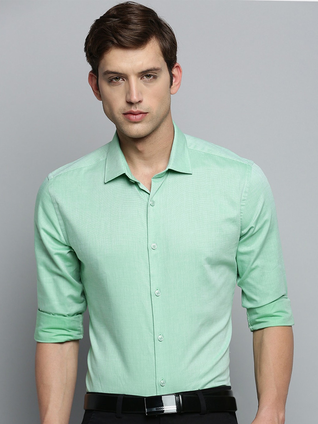 

SHOWOFF Spread Collar Classic Cotton Formal Shirt, Green