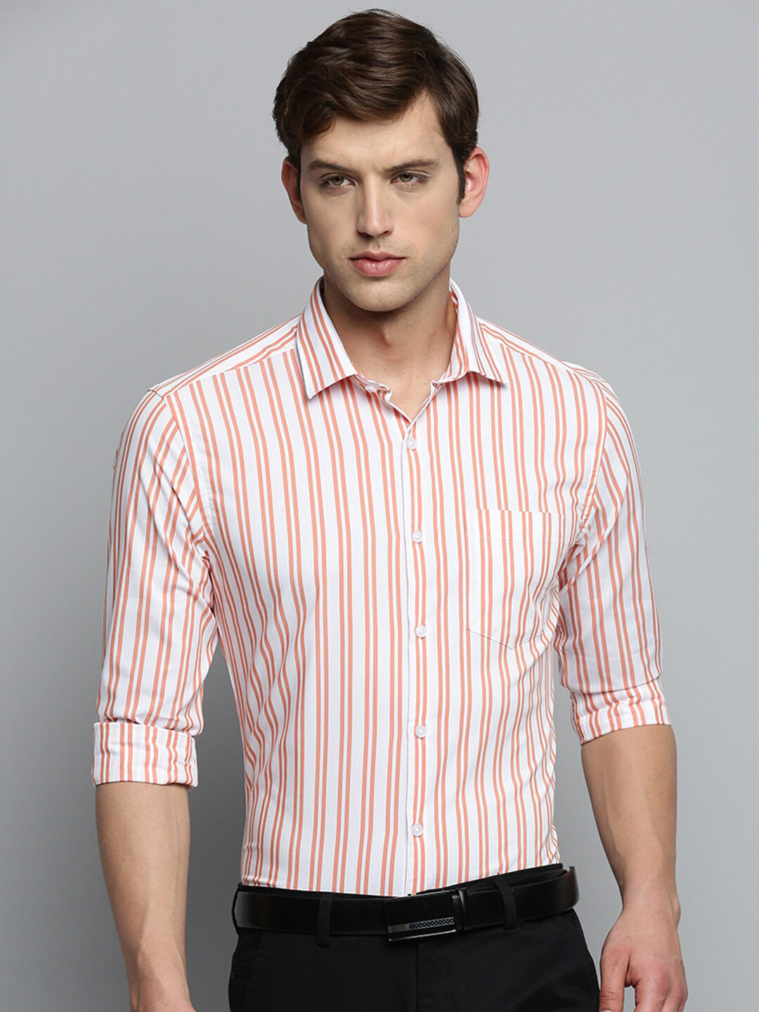 

SHOWOFF Striped Cotton Formal Shirt, White