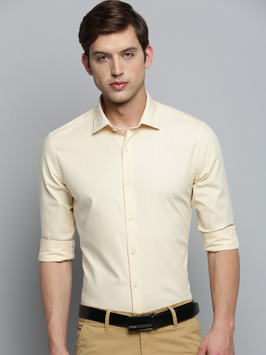 

SHOWOFF Classic Checked Formal Cotton Shirt, Cream