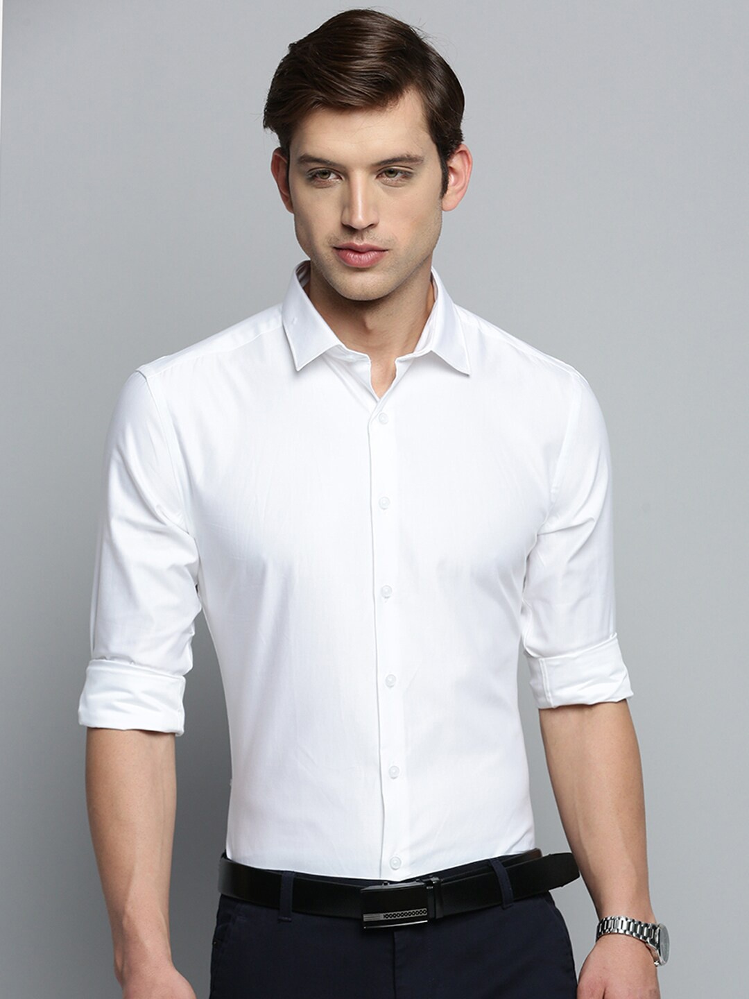 

SHOWOFF Smart Formal Twill Weave Cotton Shirt, White