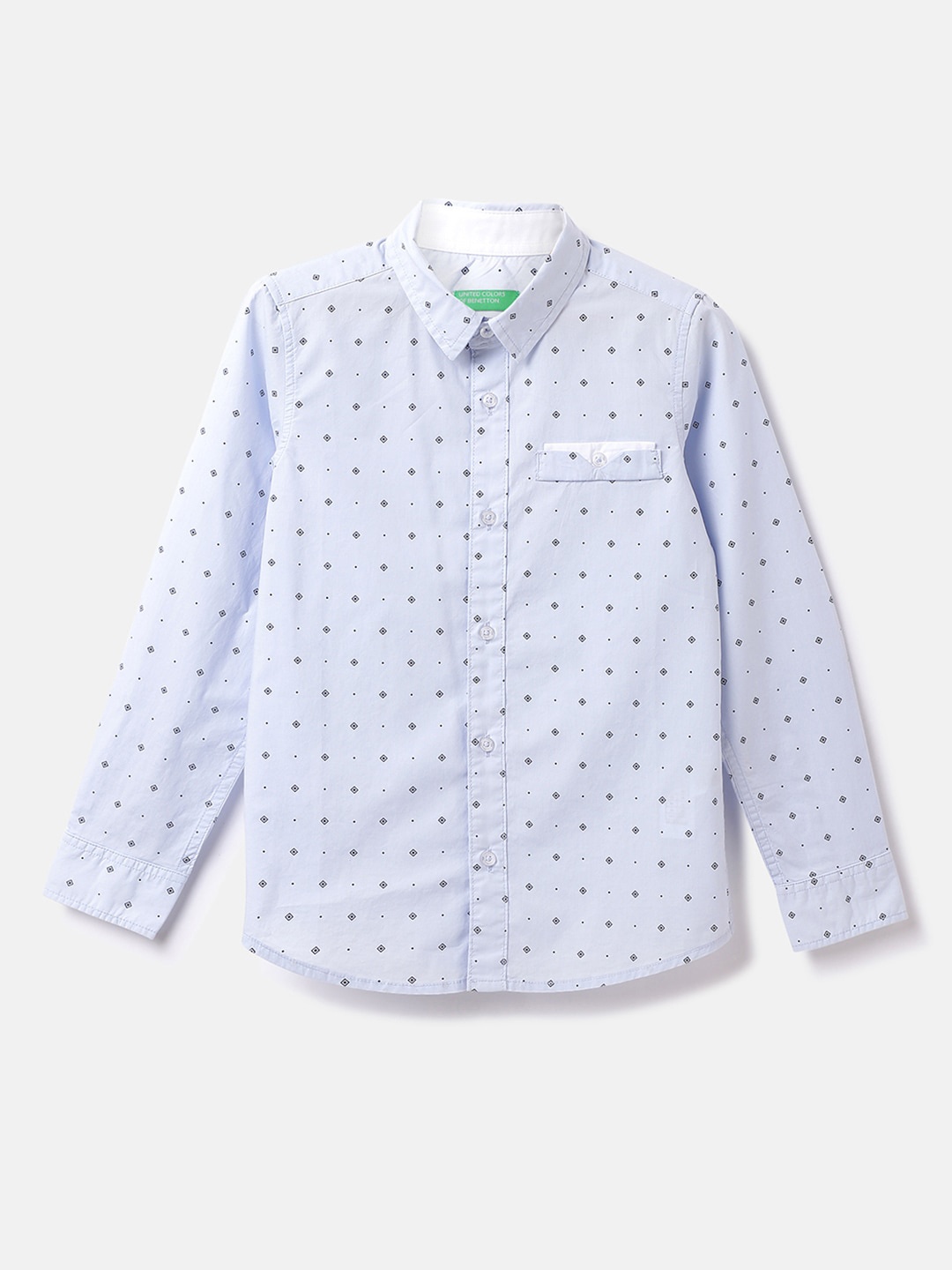 

United Colors of Benetton Boys Micro Ditsy Printed Cotton Shirt, Blue