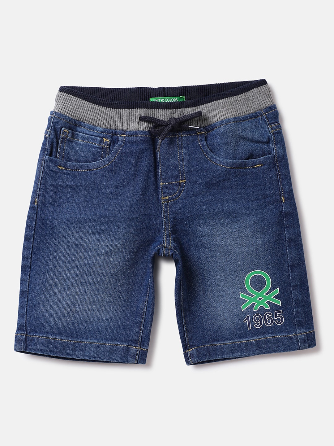 

United Colors of Benetton Boys Washed Mid-Rise Denim Cotton Shorts, Blue