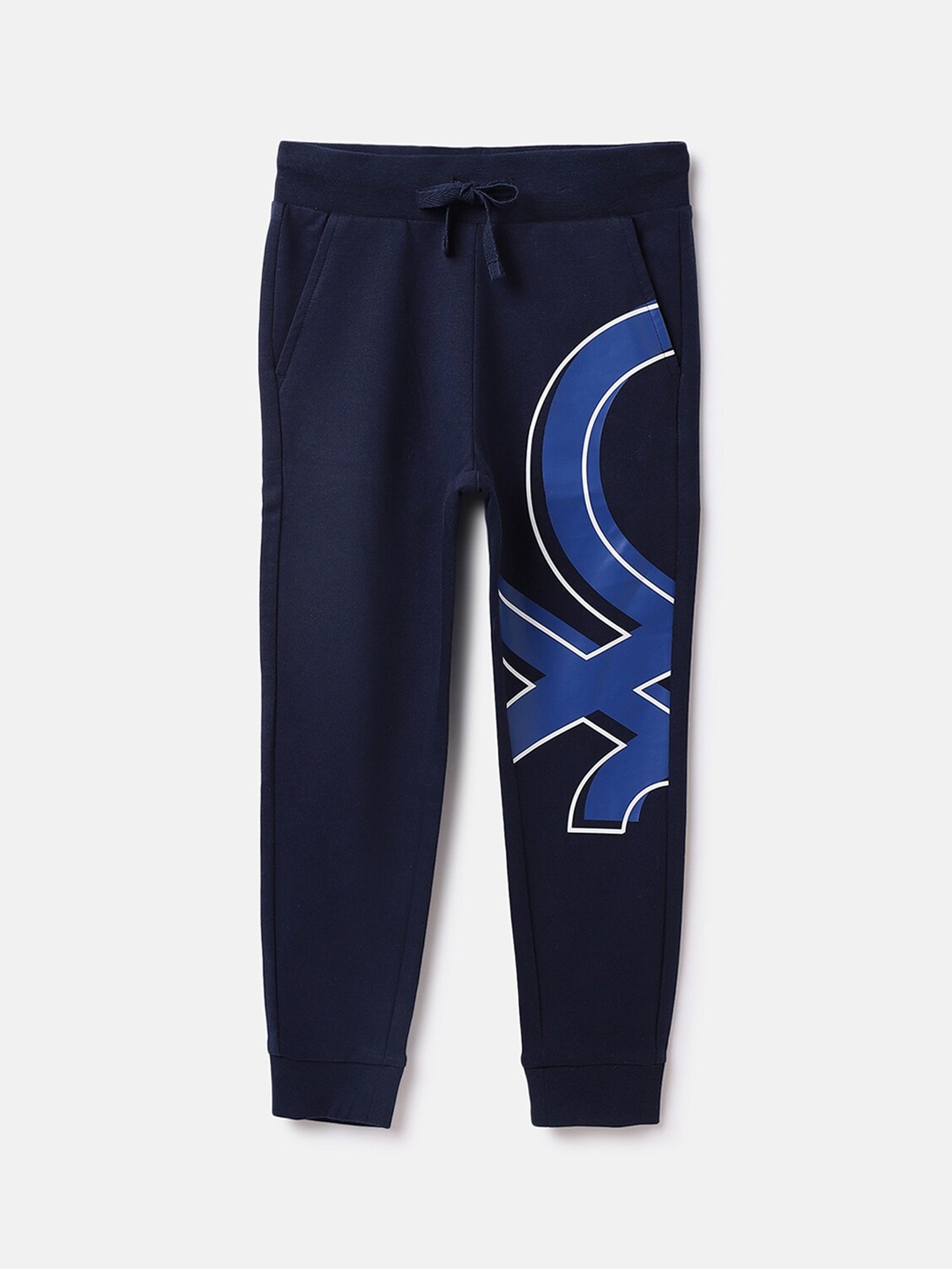 

United Colors of Benetton Boys Pure Cotton Mid-Rise Joggers, Navy blue