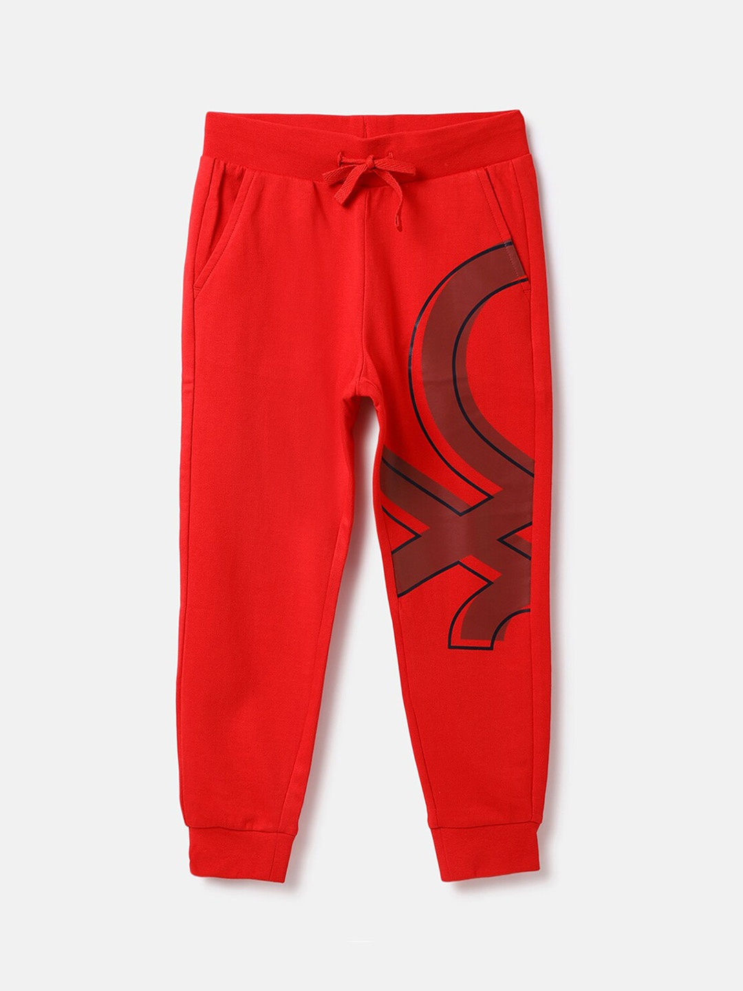 

United Colors of Benetton Boys Mid-Rise Cotton Joggers, Red