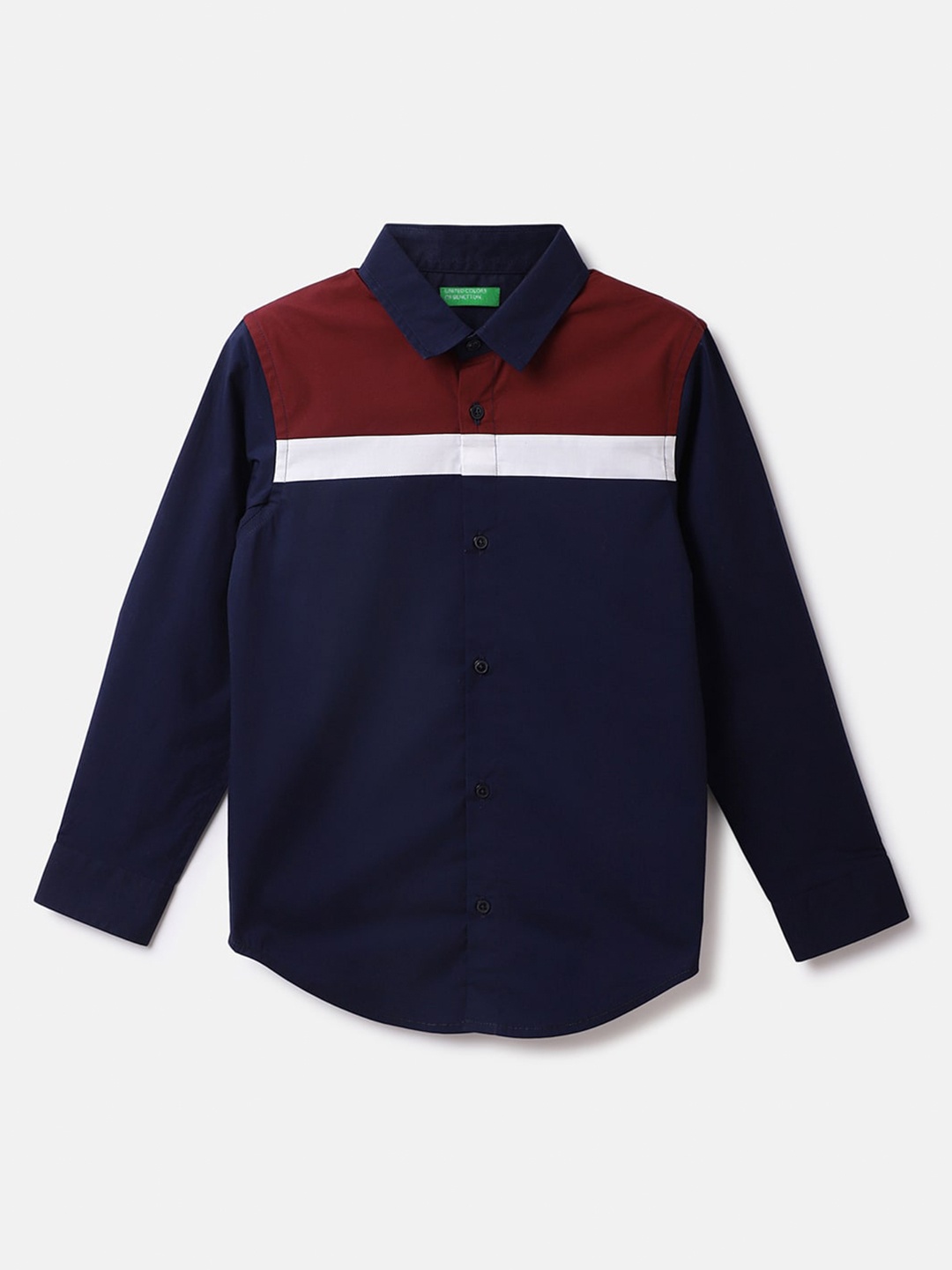 

United Colors of Benetton Boys Colourblocked Casual Shirt, Navy blue