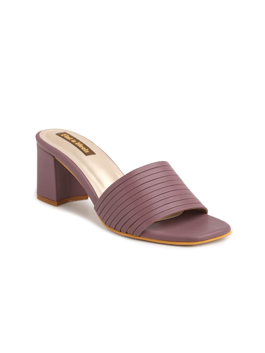 

Flat n Heels Textured Open Toe Block Heels, Purple