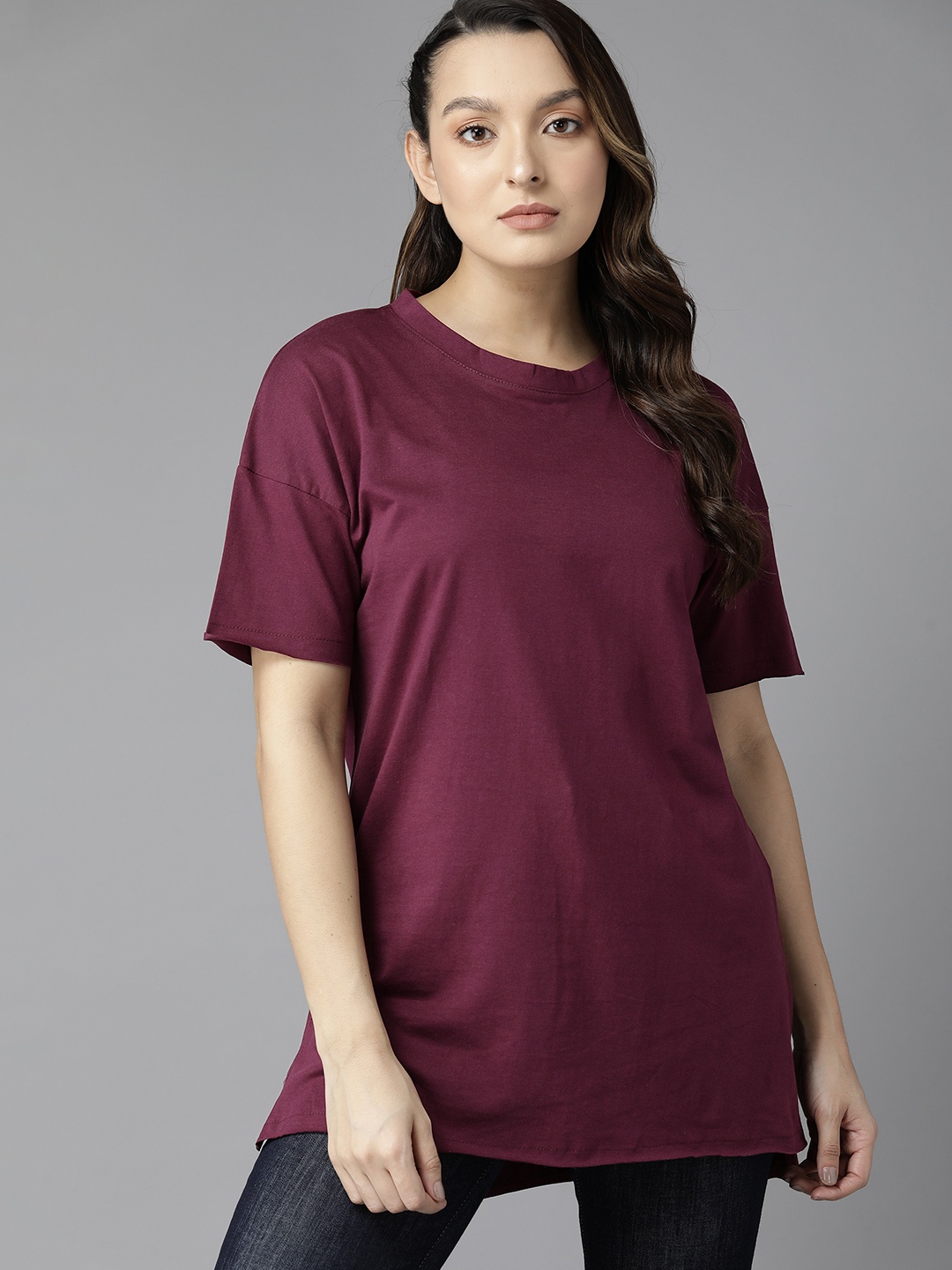 

Roadster High-Low Longline Cotton Top, Burgundy