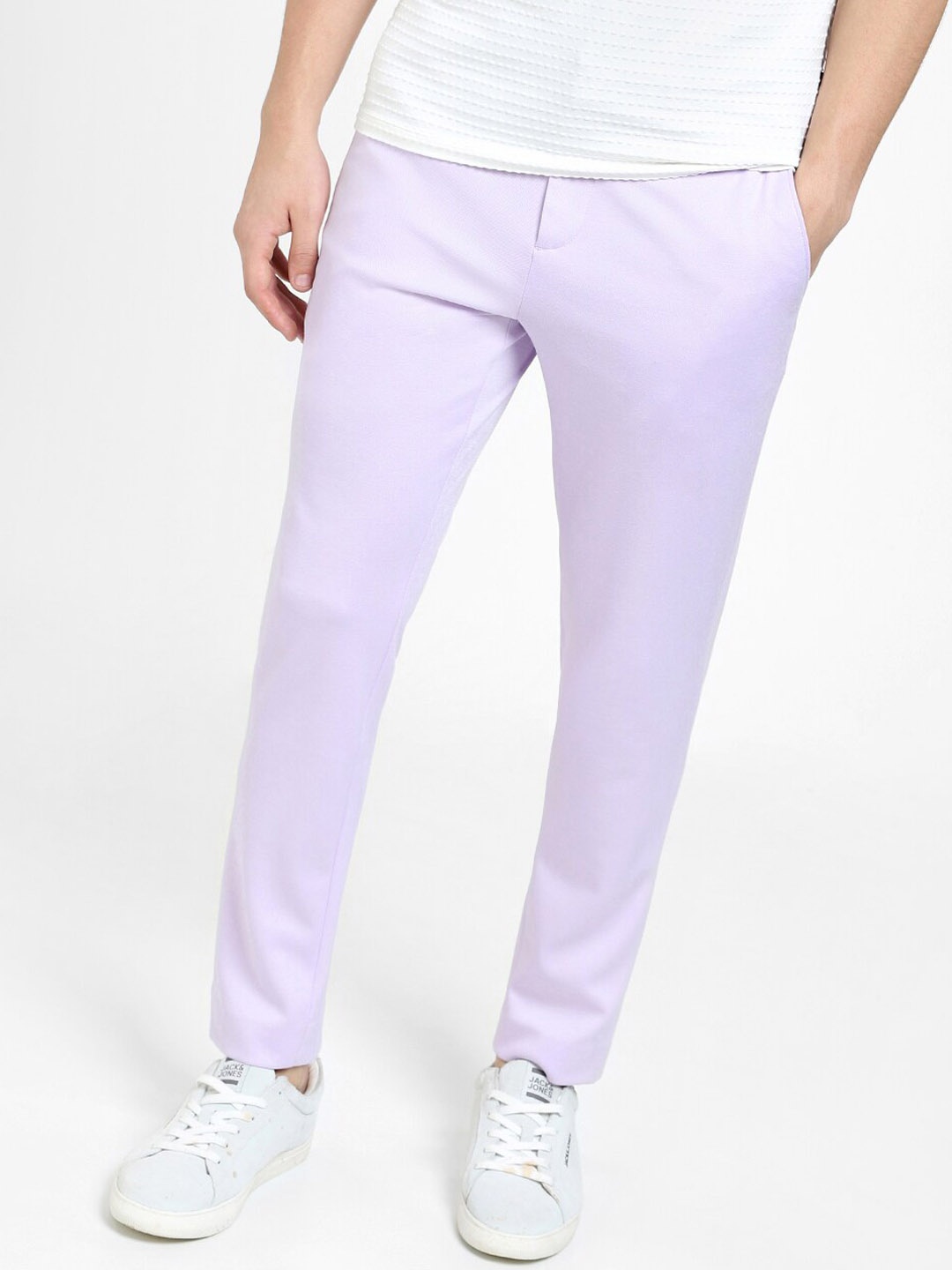 

Jack & Jones Men Slim Fit Mid-Rise Trousers, Purple