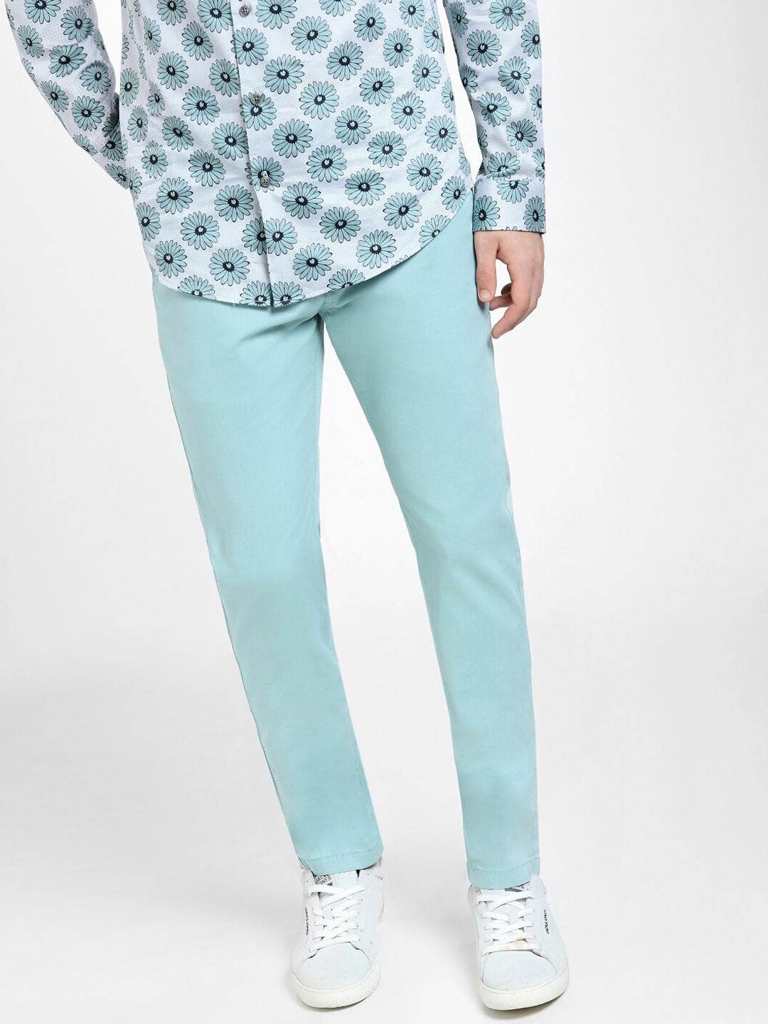

Jack & Jones Men Mid-Rise Cotton Chinos, Blue