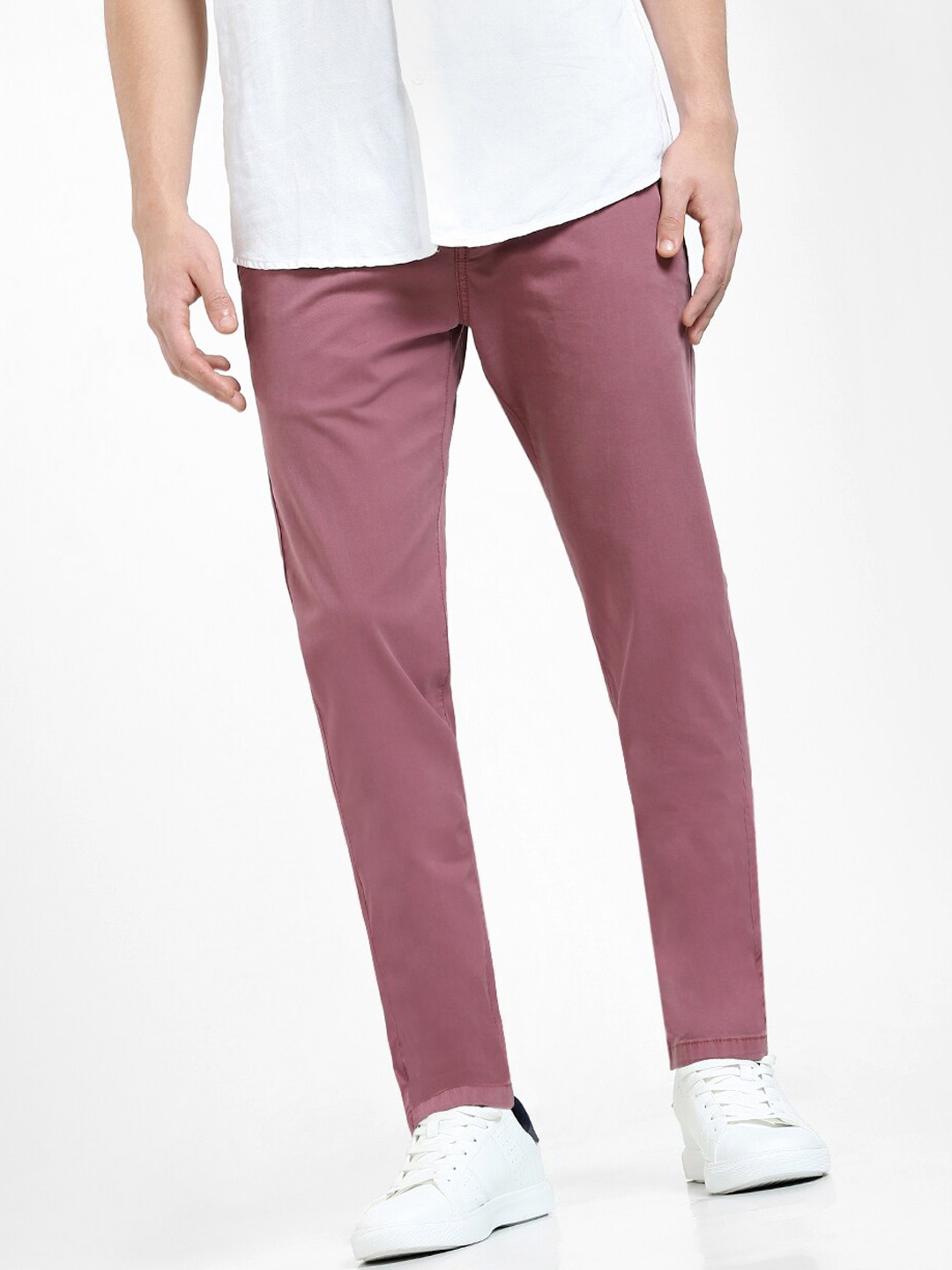 

Jack & Jones Men Mid-Rise Cotton Trousers, Maroon