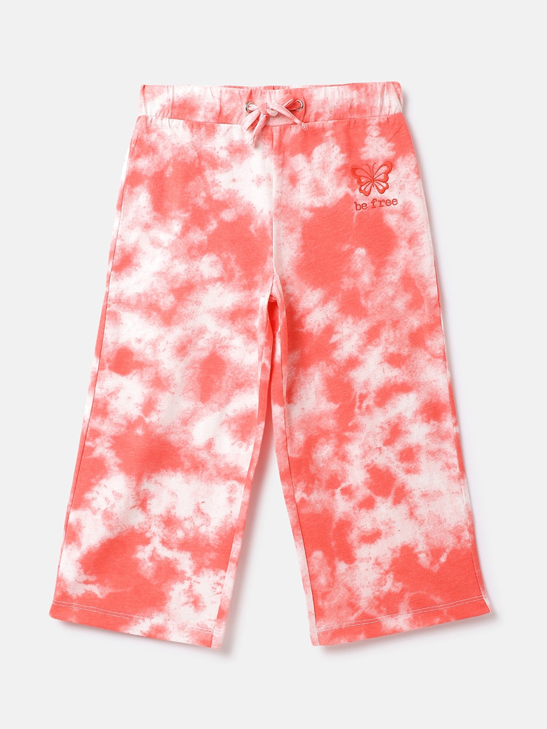 United Colors of Benetton Girls Tie And Dye Cotton Track Pants, Red