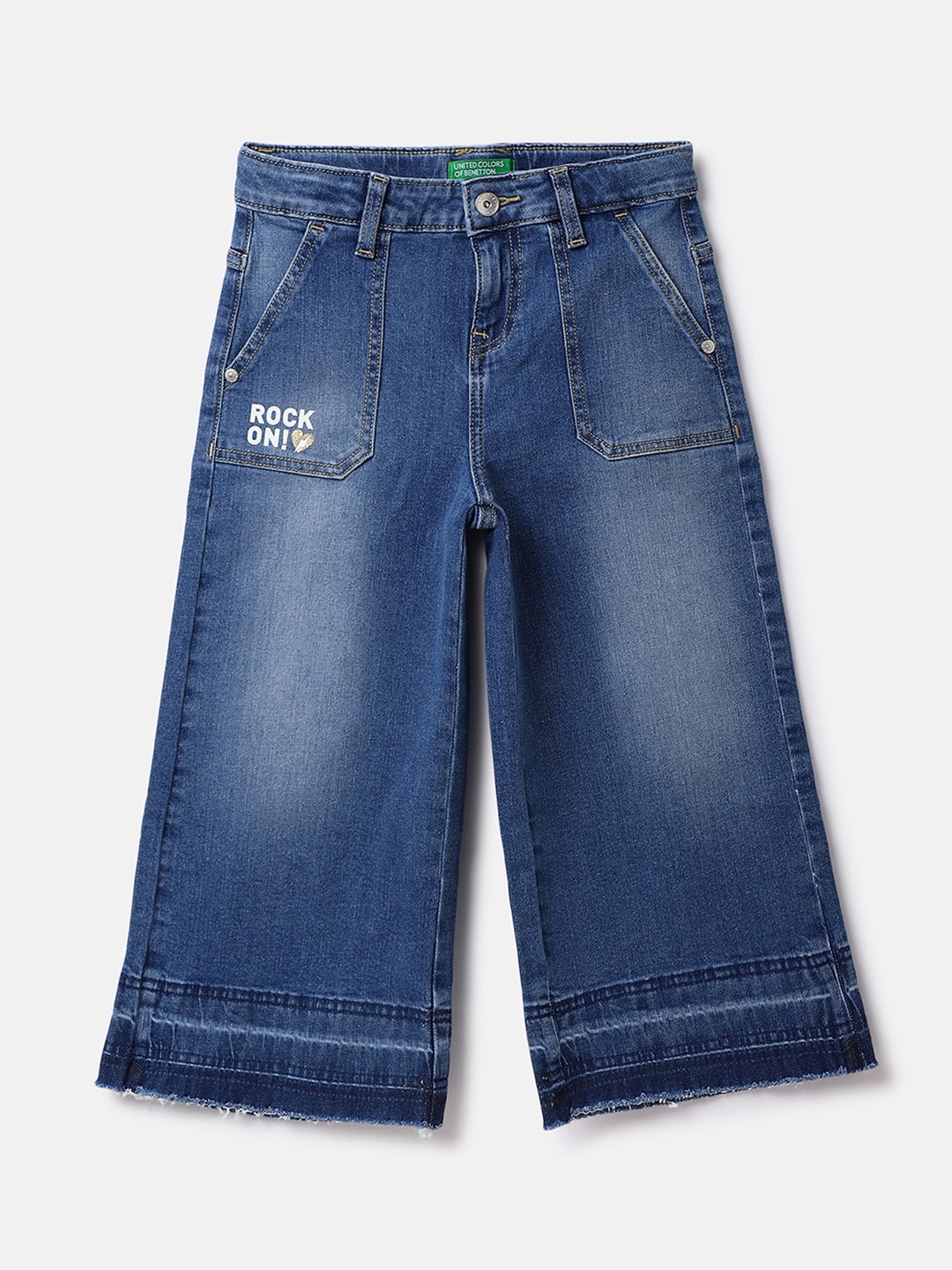 

United Colors of Benetton Girls Low Distress Light Fade Stretchable Jeans, Blue