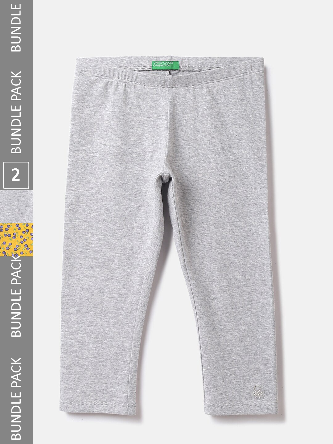 

United Colors of Benetton Girls Pack Of 2 Printed Cotton Capris, Grey