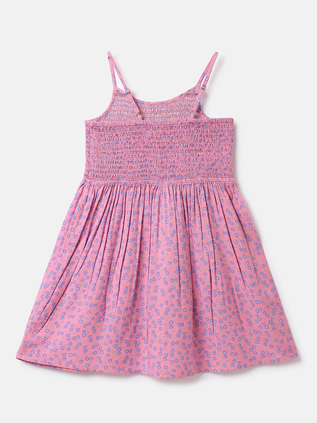

United Colors of Benetton Girls Floral Printed Smocked Dress, Pink