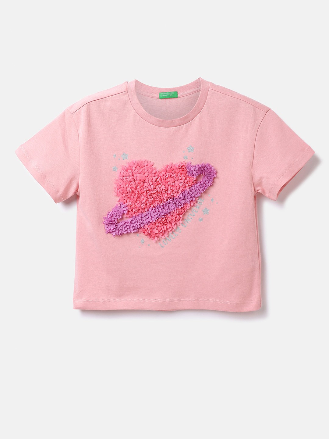 

United Colors of Benetton Girls Typography Printed T-shirt, Pink