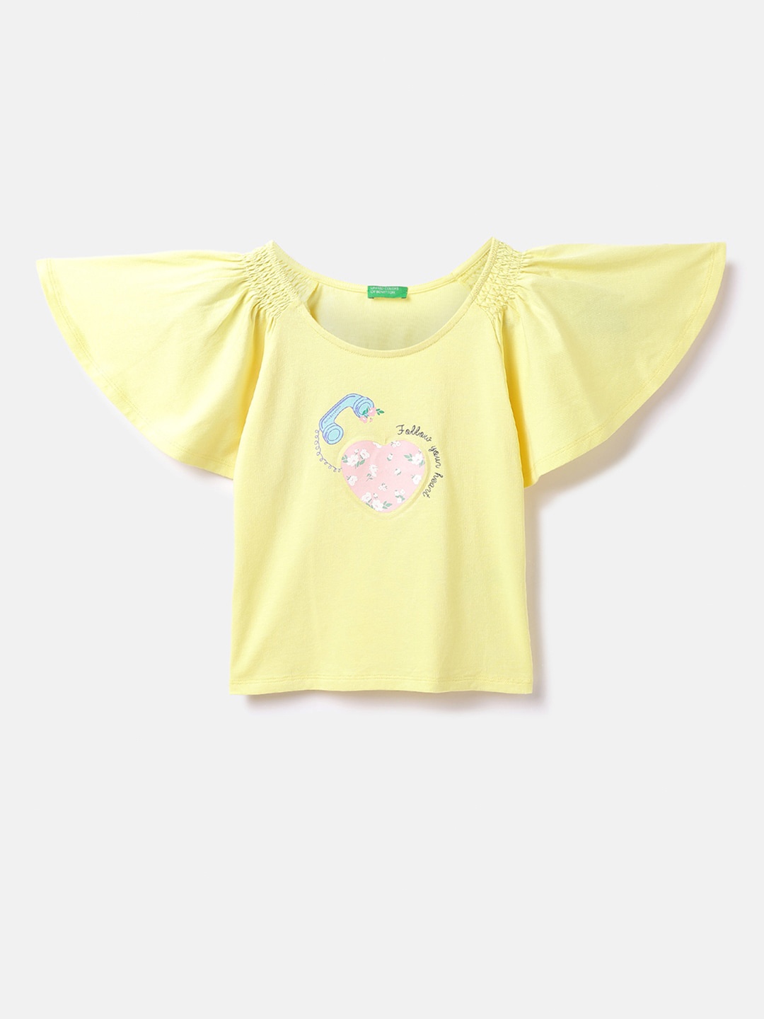 

United Colors of Benetton Flared Sleeves T-shirt, Yellow