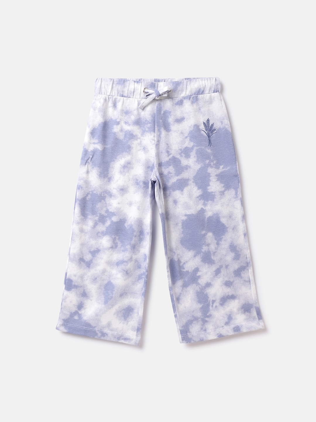 United Colors of Benetton Girls Tie And Dye Cotton Track Pants, Blue