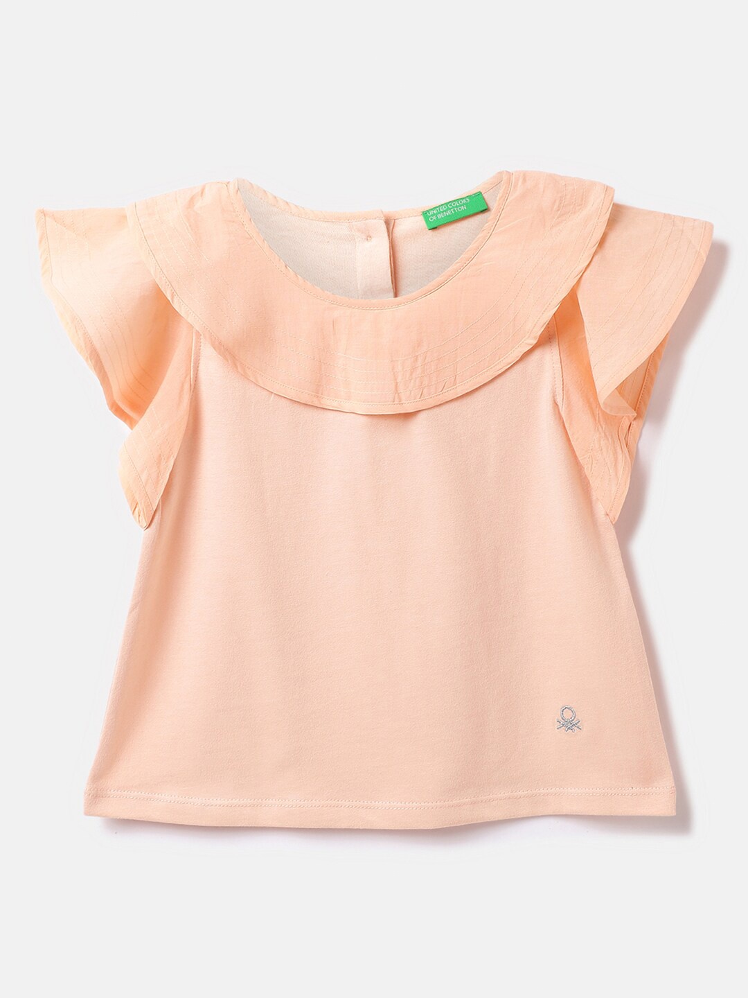 

United Colors of Benetton Girls Cap Sleeves Cotton T-shirt, Peach