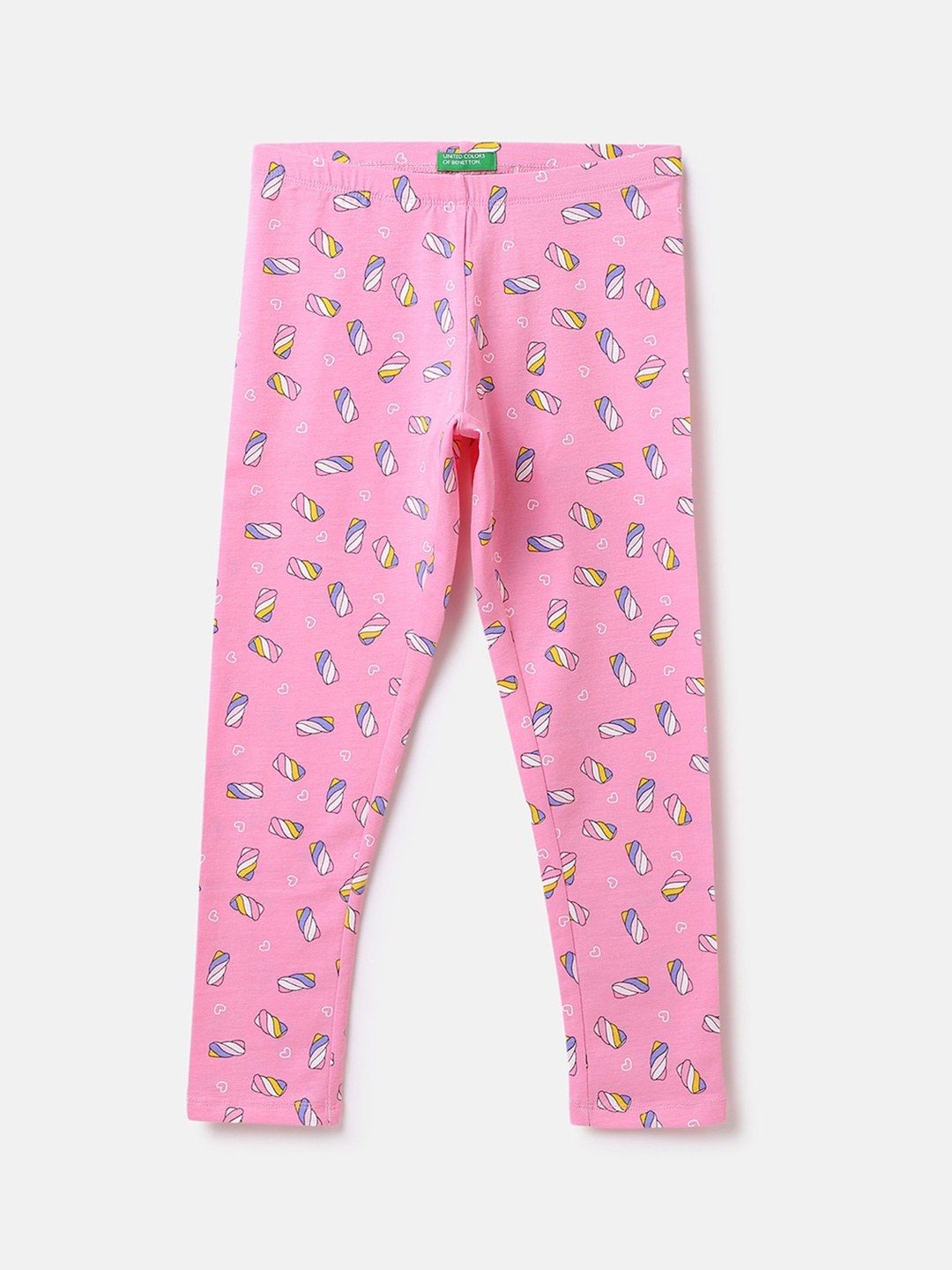 

United Colors of Benetton Girls Printed Cotton Track Pants, Pink