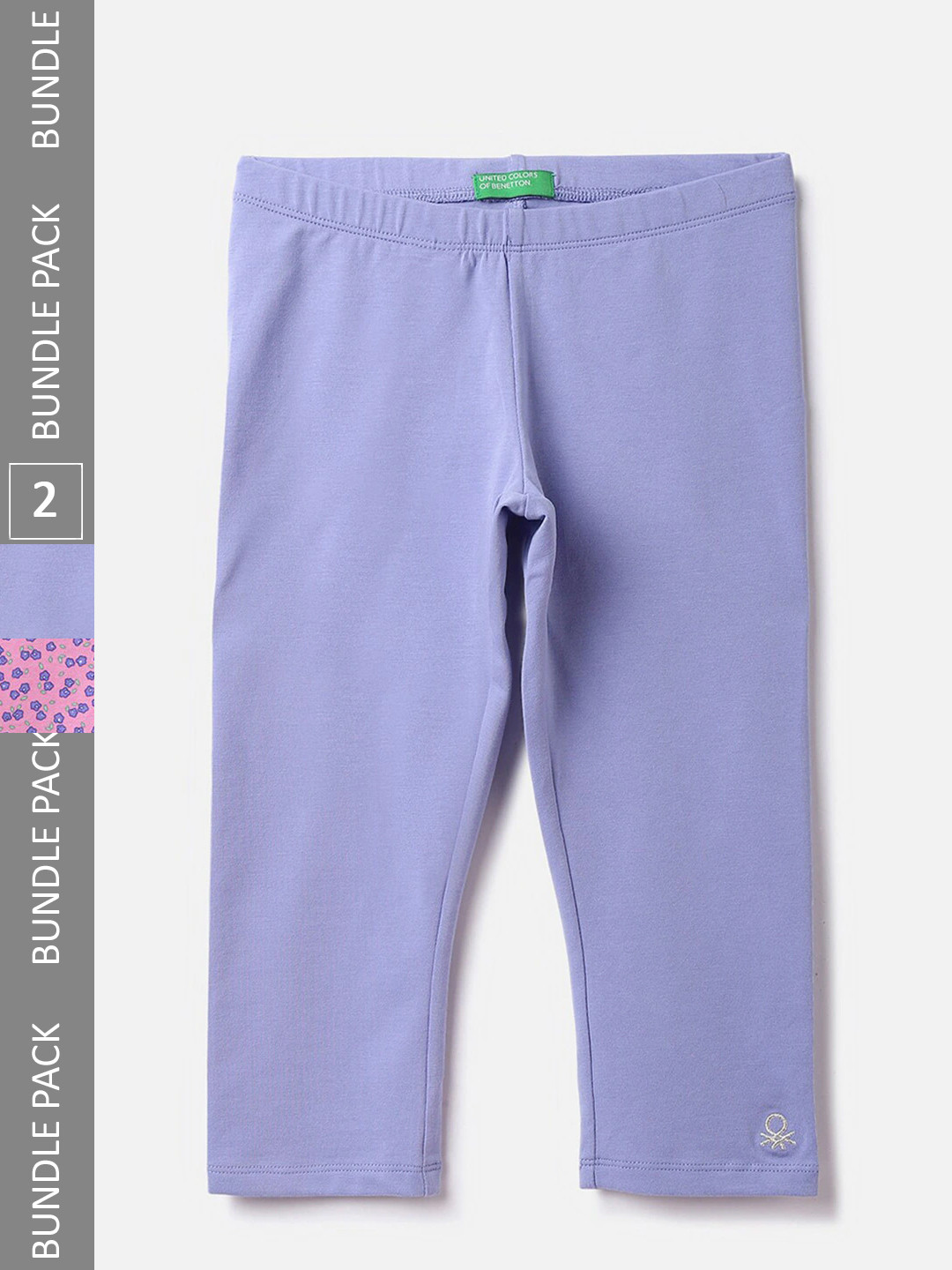 

United Colors of Benetton Girls Pack Of 2 Printed Cotton Capris, Pink