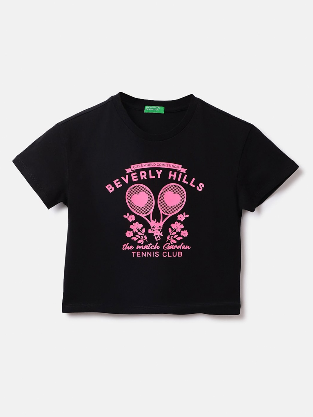 

United Colors of Benetton Girls Graphic Printed T-shirt, Black