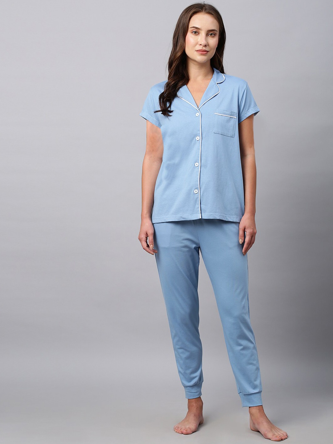 

Chemistry Pure Cotton Night Suit, Blue