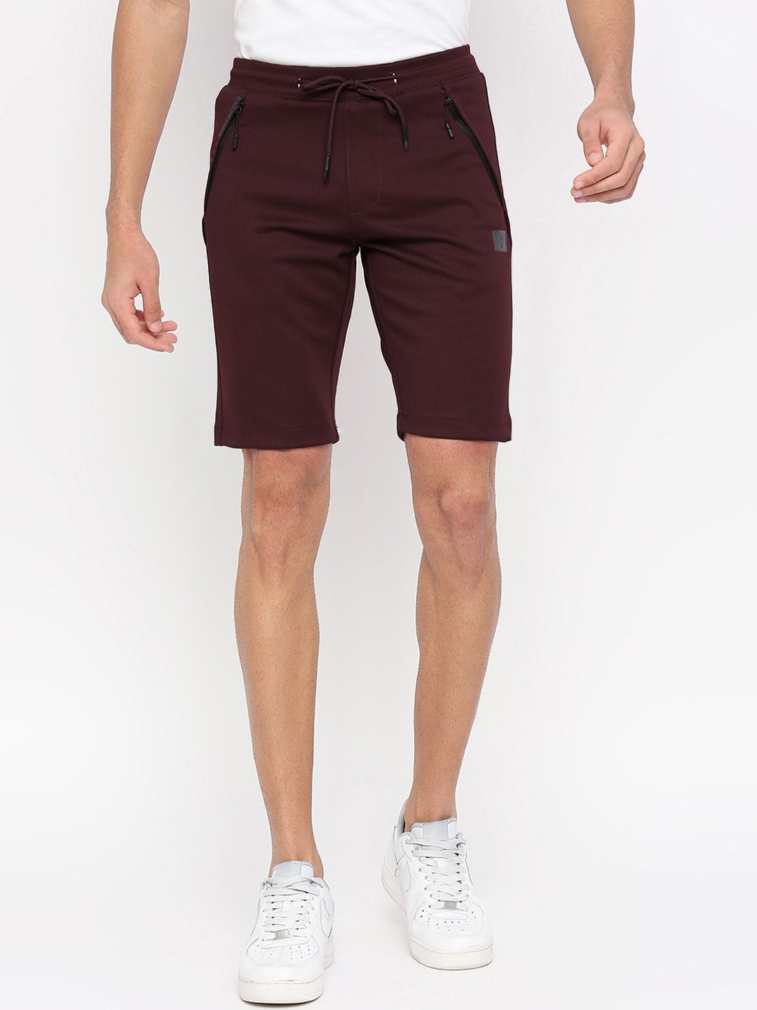 

beevee Men 4-Way Athleisure Wear Elasticated 3/4ths Mid-Rise Sports Shorts, Maroon