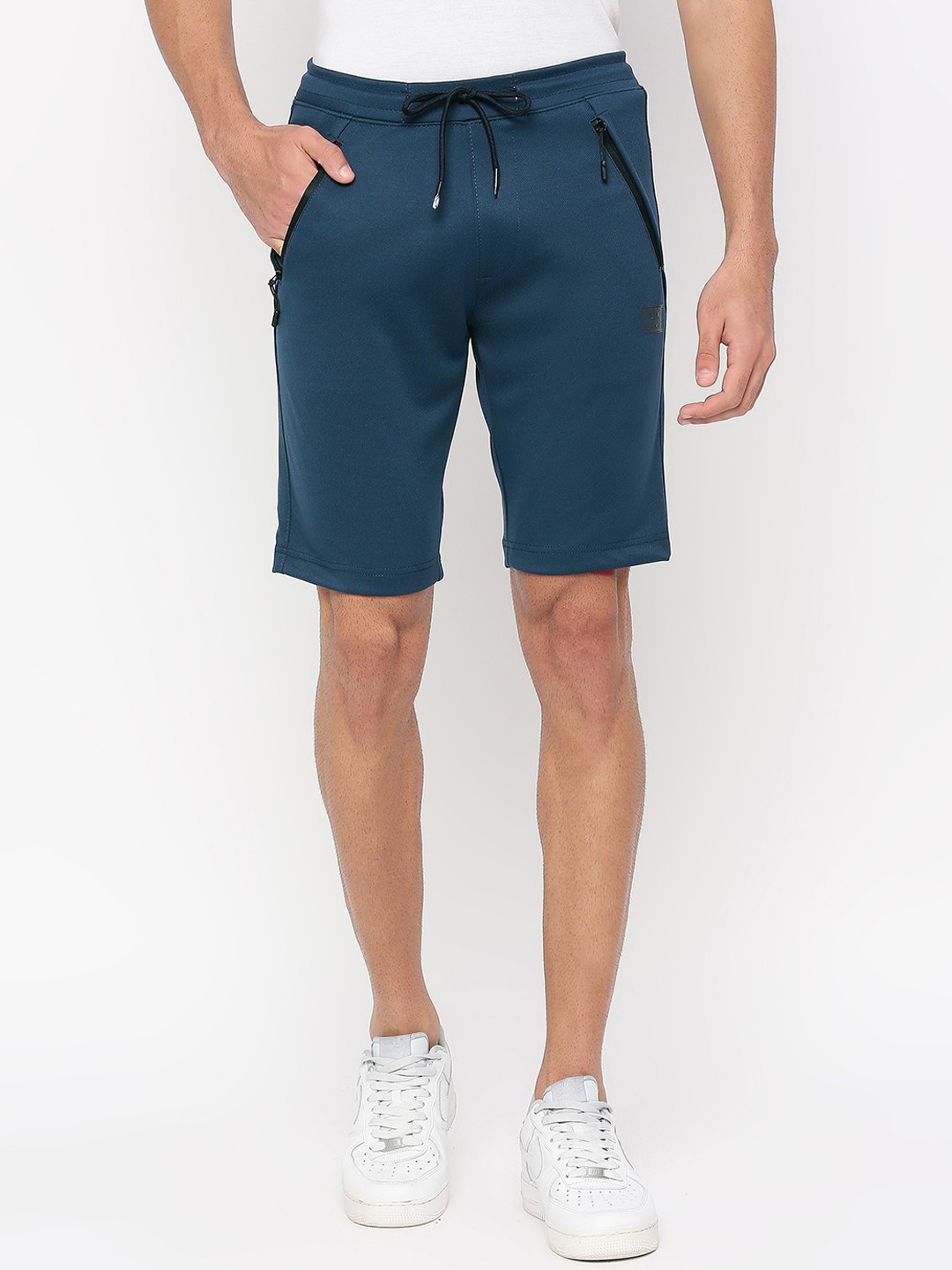 

beevee Men 4-Way Athleisure Wear Elasticated 3/4ths Mid-Rise Sports Shorts, Blue