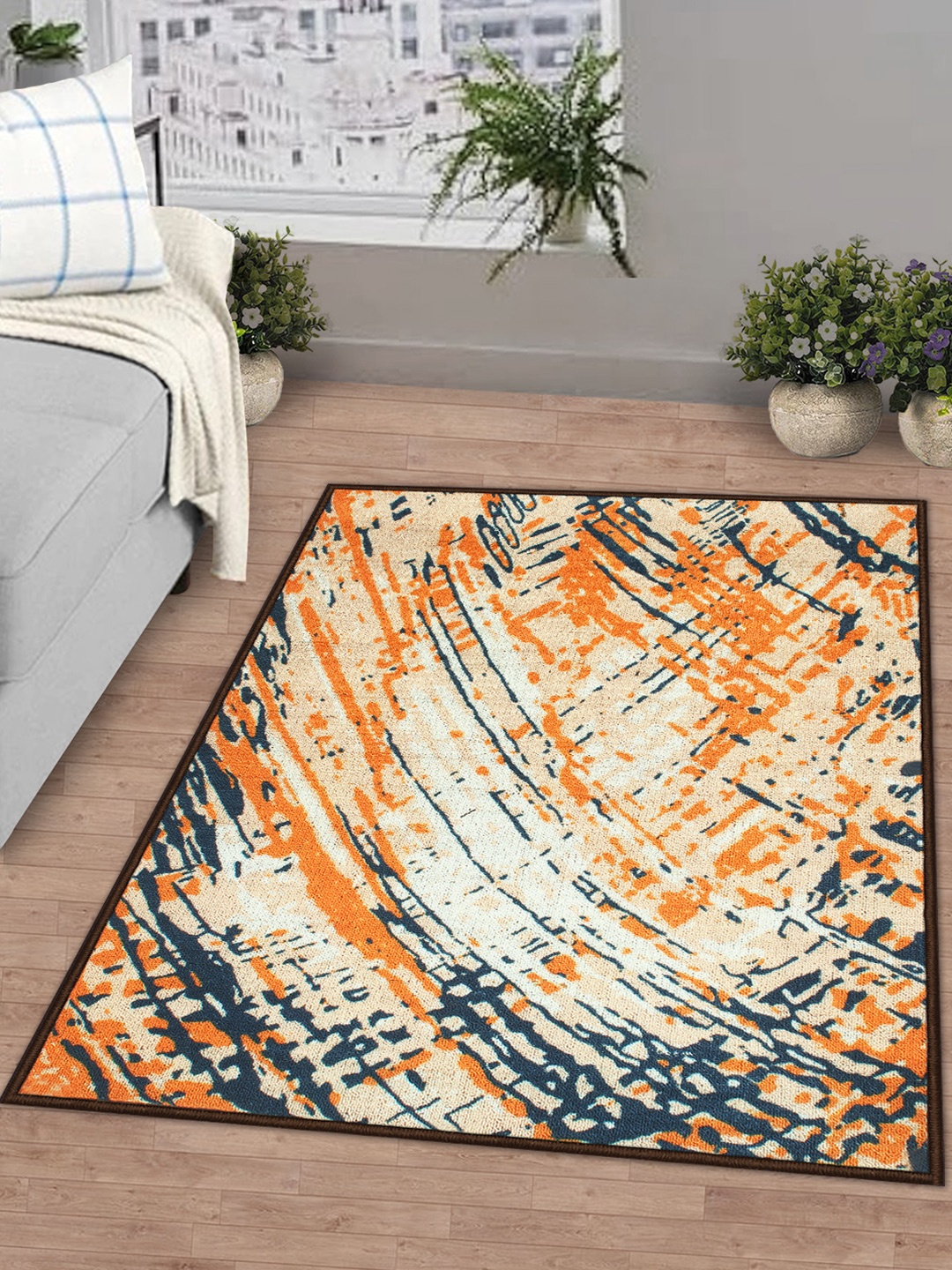 

Story@home White & Yellow Printed Anti-Skid Rectangular Floor Carpet