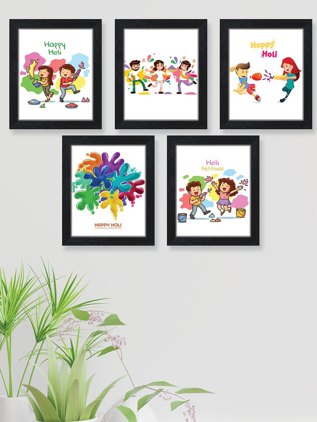 

nest ART 3 Pcs Multi-Coloured Festival Of Colours Painting Framed Wall Arts
