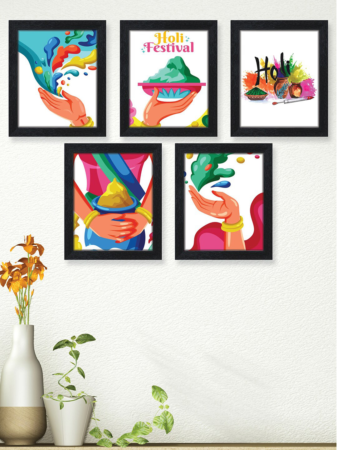 

nest ART 5 Pcs Multi-Coloured Holi Festival Painting Wall Art