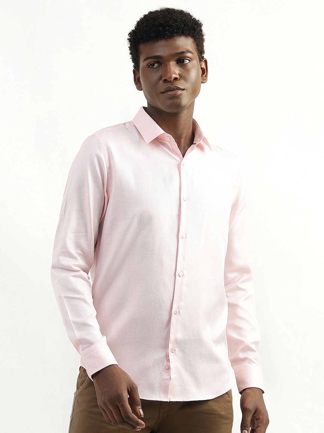 

United Colors of Benetton Slim Fit Formal Cotton Shirt, Pink