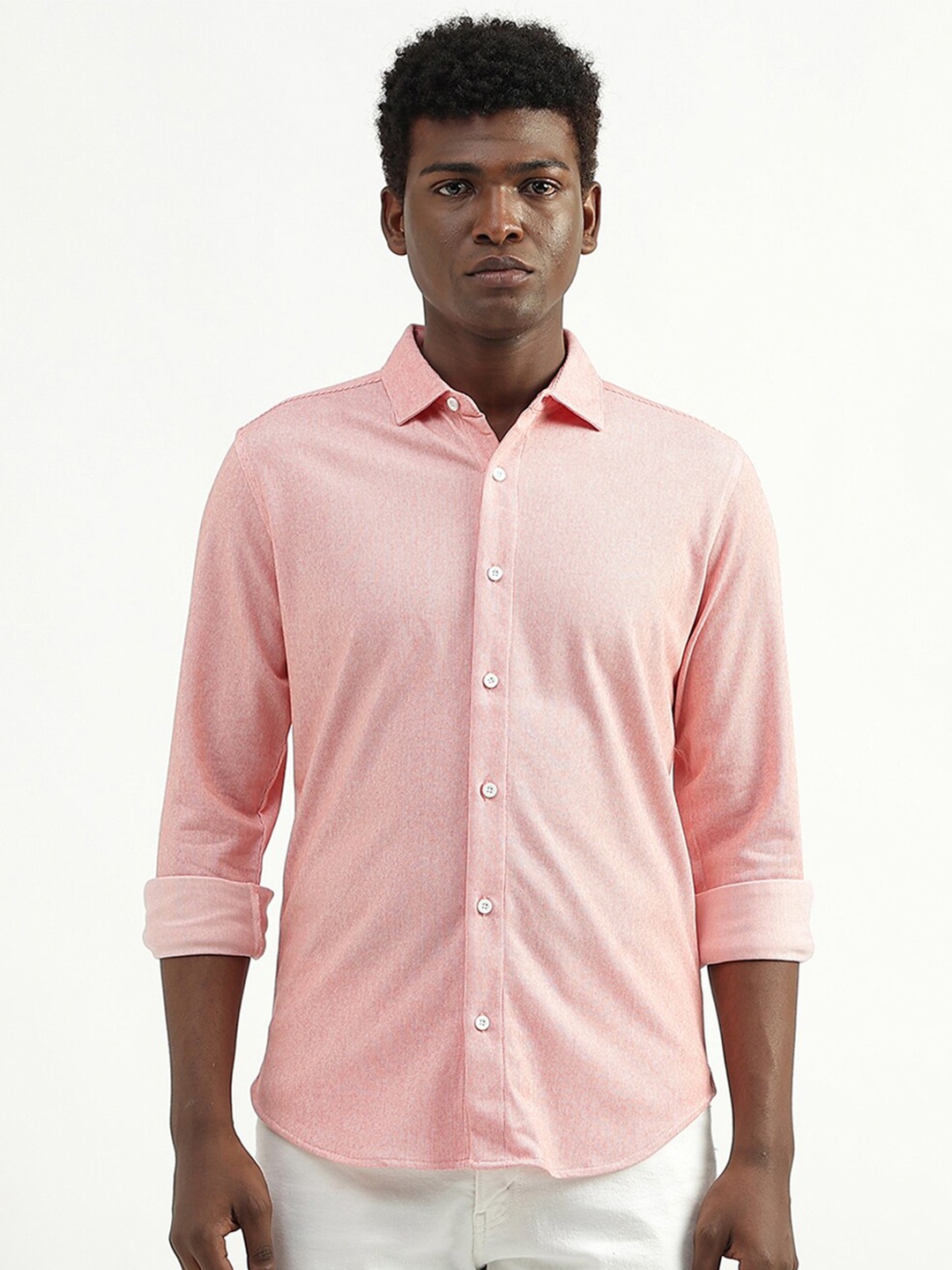 

United Colors of Benetton Spread Collar Casual Shirt, Pink