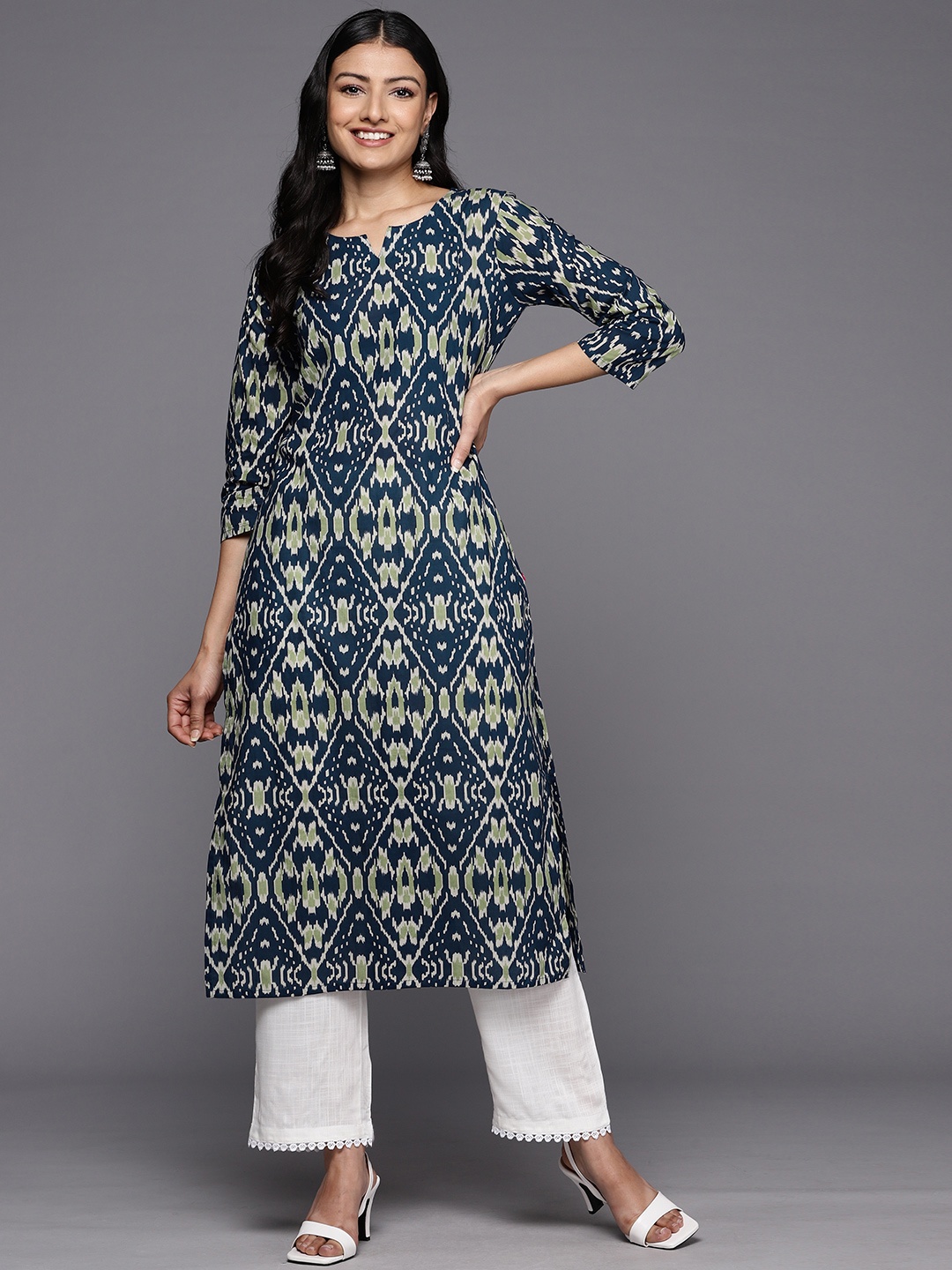 

Varanga Printed Indigo Pure Cotton Kurta, Navy blue