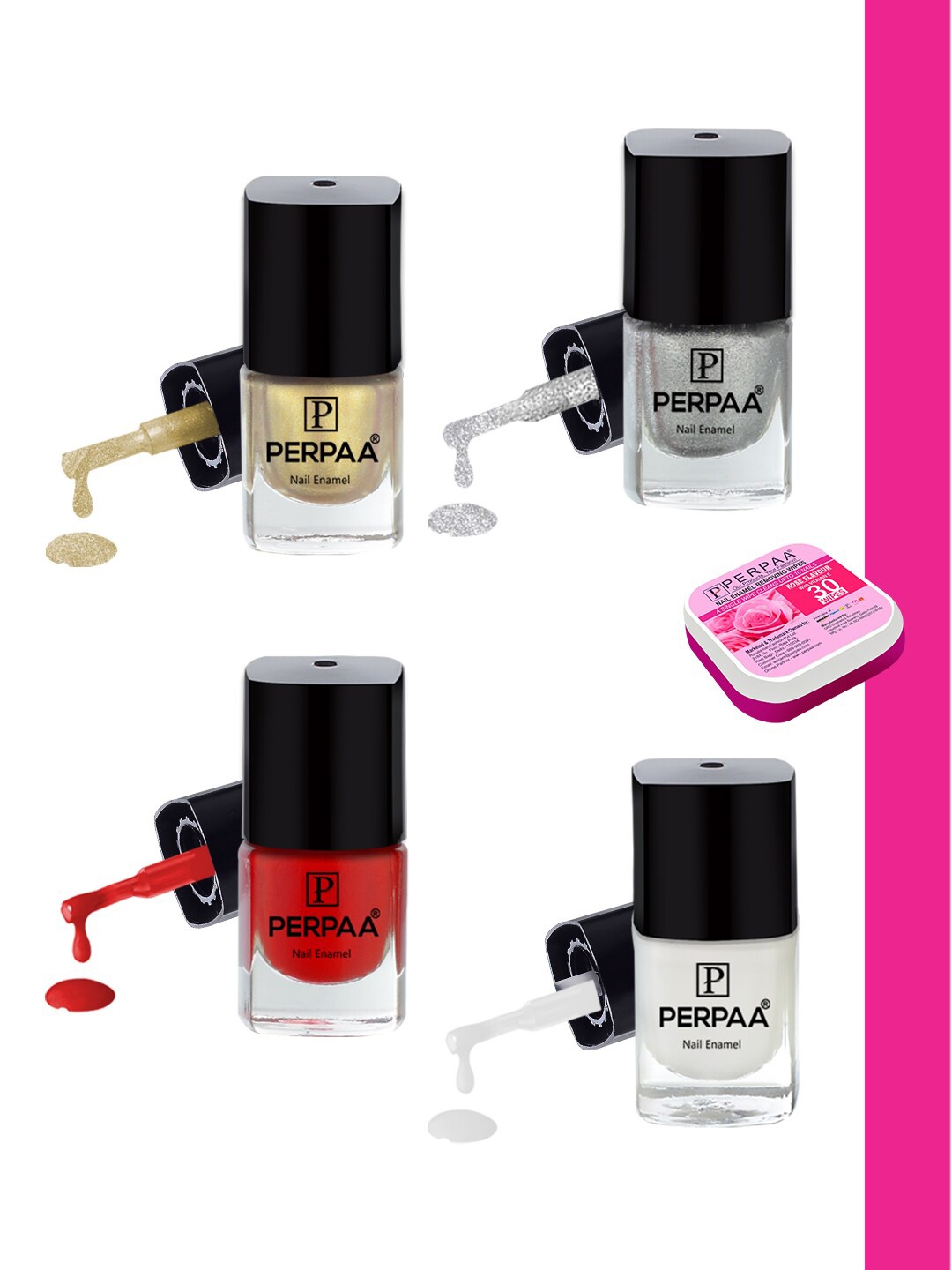 

PERPAA Set of 4 Trendy Quick-Drying & Long Lasting Gel Nail Enamel - 5 ml each, Multi