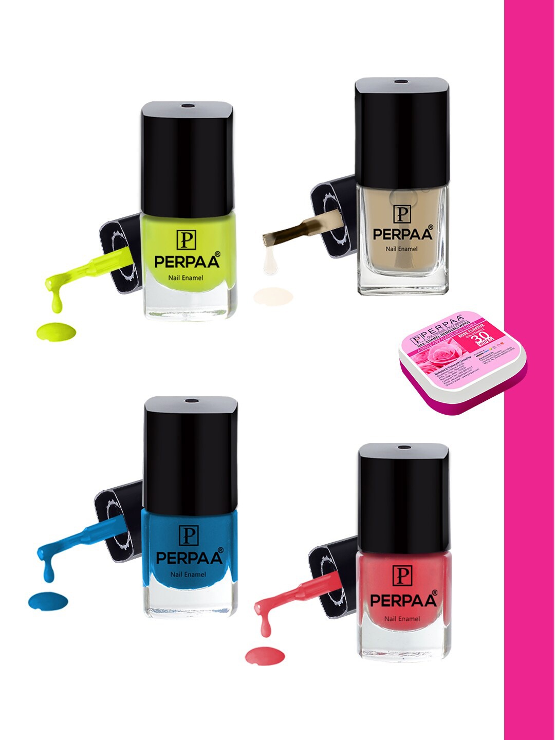 

PERPAA Set of 4 Trendy Quick-Drying & Long Lasting Gel Nail Enamel - 5 ml each, Multi