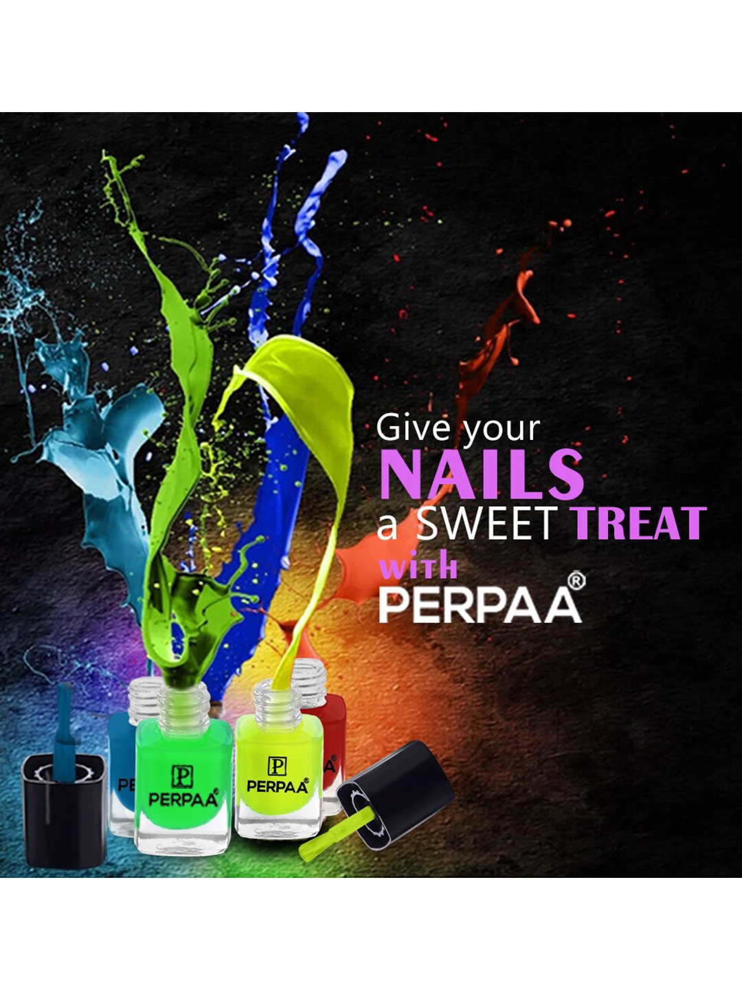 

PERPAA Set of 4 Trendy Quick-Drying & Long Lasting Gel Nail Enamel - 5 ml each, Multi