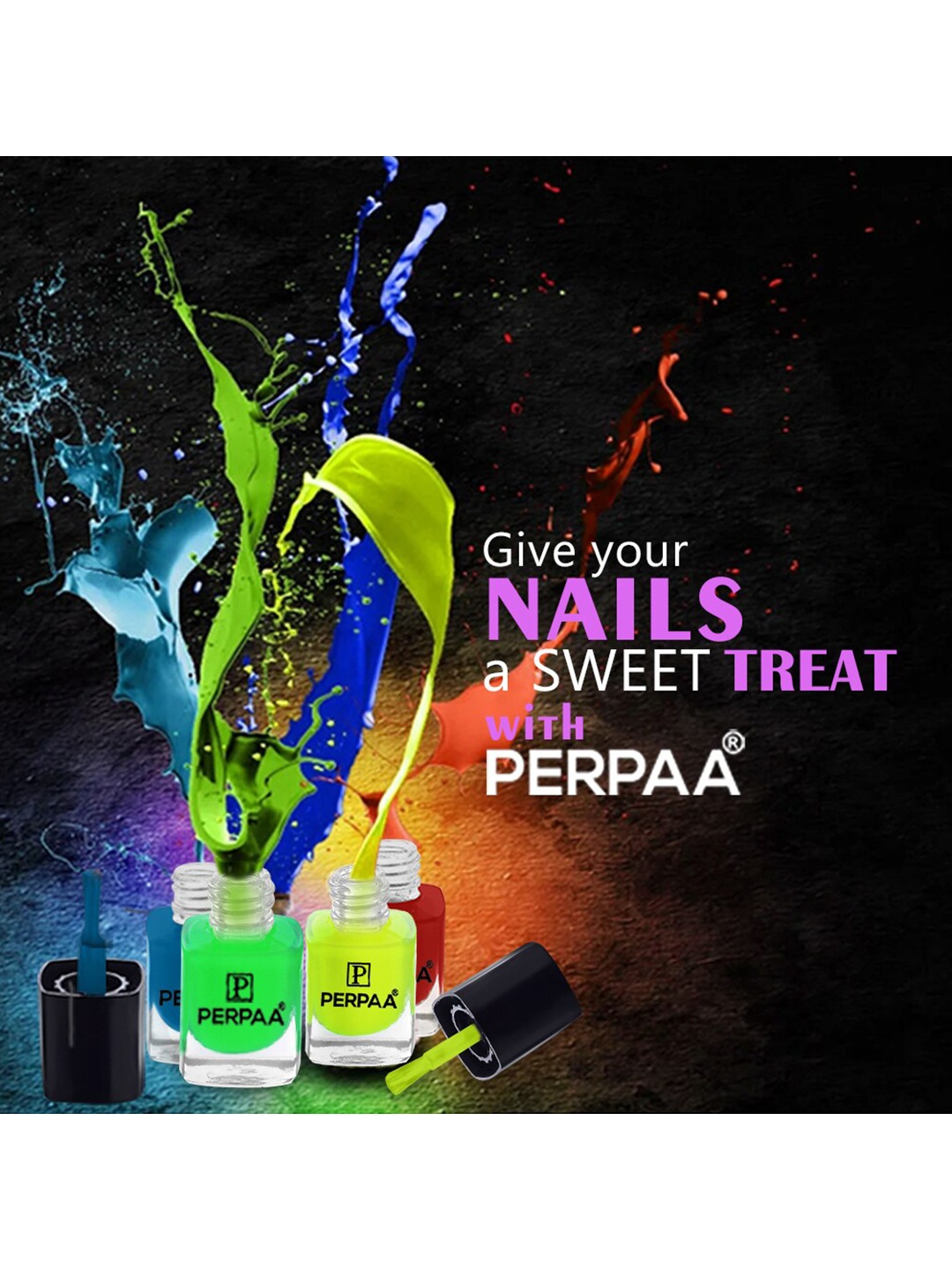 

PERPAA Set of 4 Trendy Quick-Drying & Long Lasting Gel Nail Enamel - 5 ml each, Multi