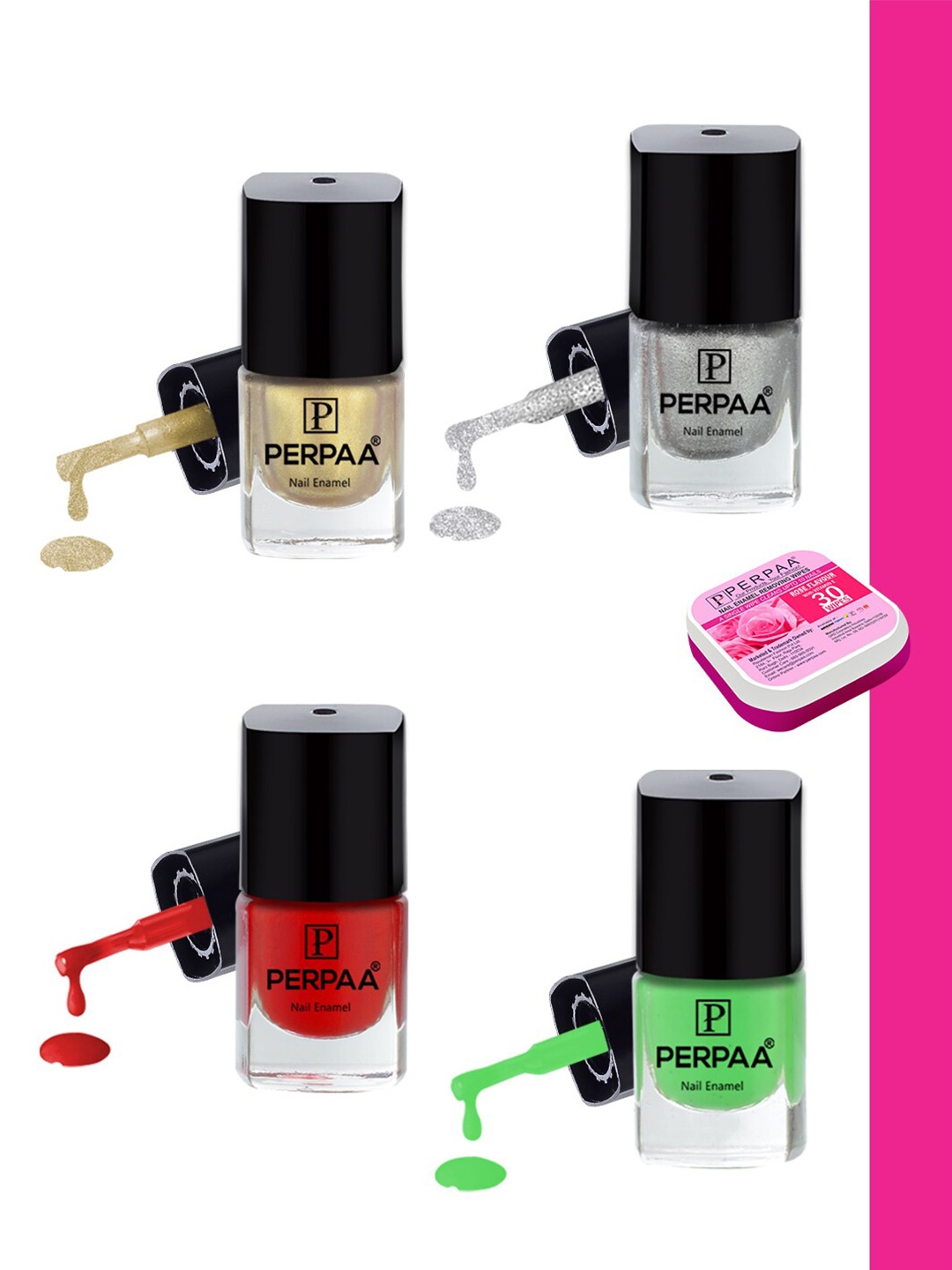 

PERPAA Set of 4 Trendy Quick-Drying & Long Lasting Gel Nail Enamel - 5 ml each, Multi